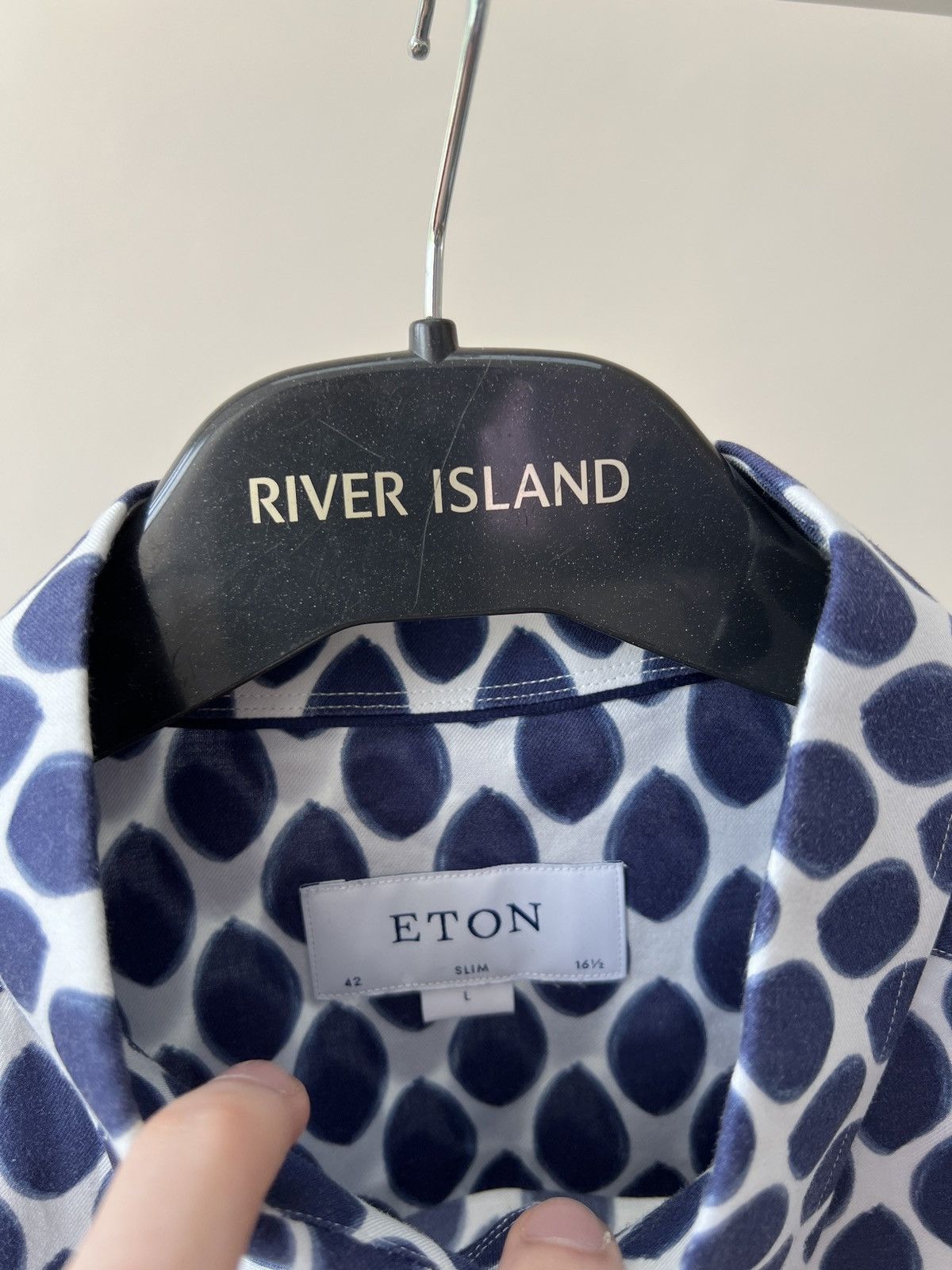 Eton × Vintage Vintage Eton Men’s Dress Shirt Geometric Print Size US L / EU 52-54 / 3 - 8 Thumbnail