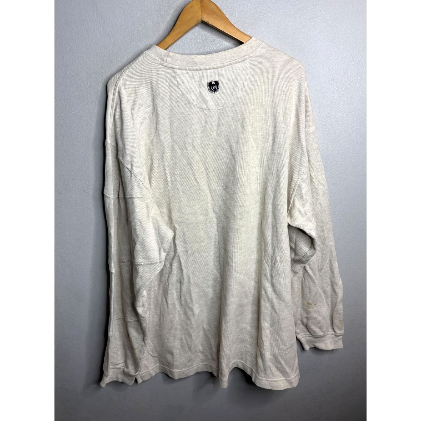 Phat Farm Phat Farm Shirt Mens L Cream Waffle Knit Thermal Long Sleeve Embroidered Crew Neck Graphic Print Streetwear Hip Hop Mens Size US L / EU 52-54 / 3 - 7 Thumbnail