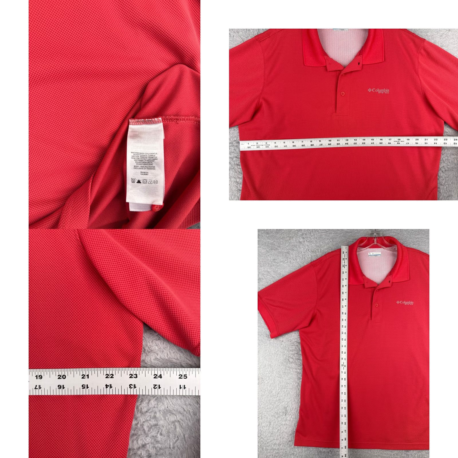 Vintage Columbia Polo Shirt Mens XL Red Golf Sports 100% Polyester Short Sleeve Regular Vented Moisture Wicking Breathable Button Collar Mens Size US XL / EU 56 / 4 - 8 Thumbnail