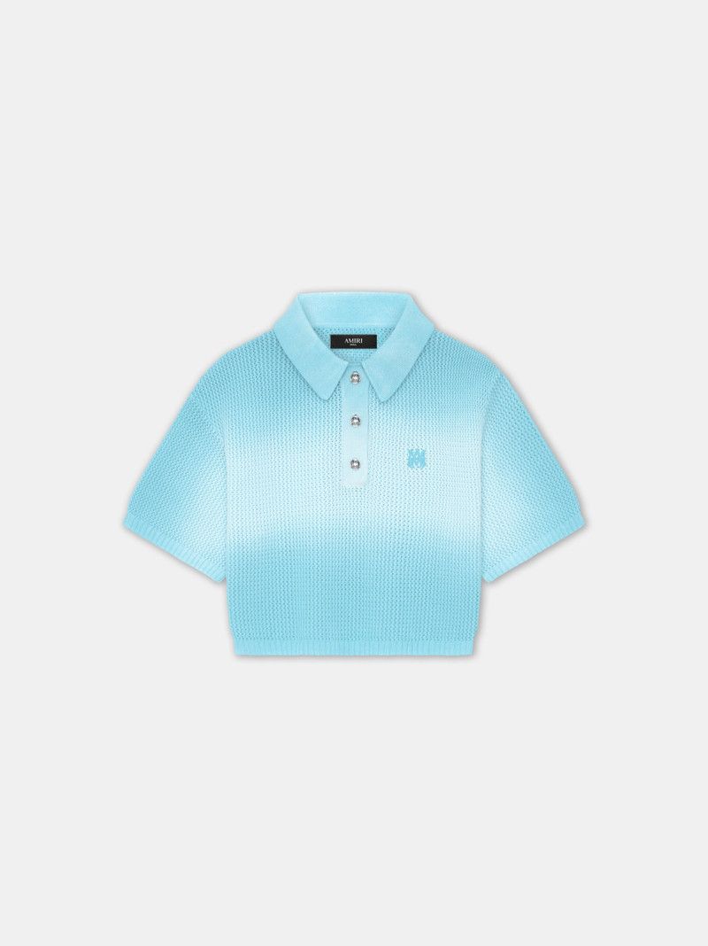 Amiri o1s1wg110426 MA Cropped Polo Shirt in Blue Size S / US 4 / IT 40 - 1 Thumbnail