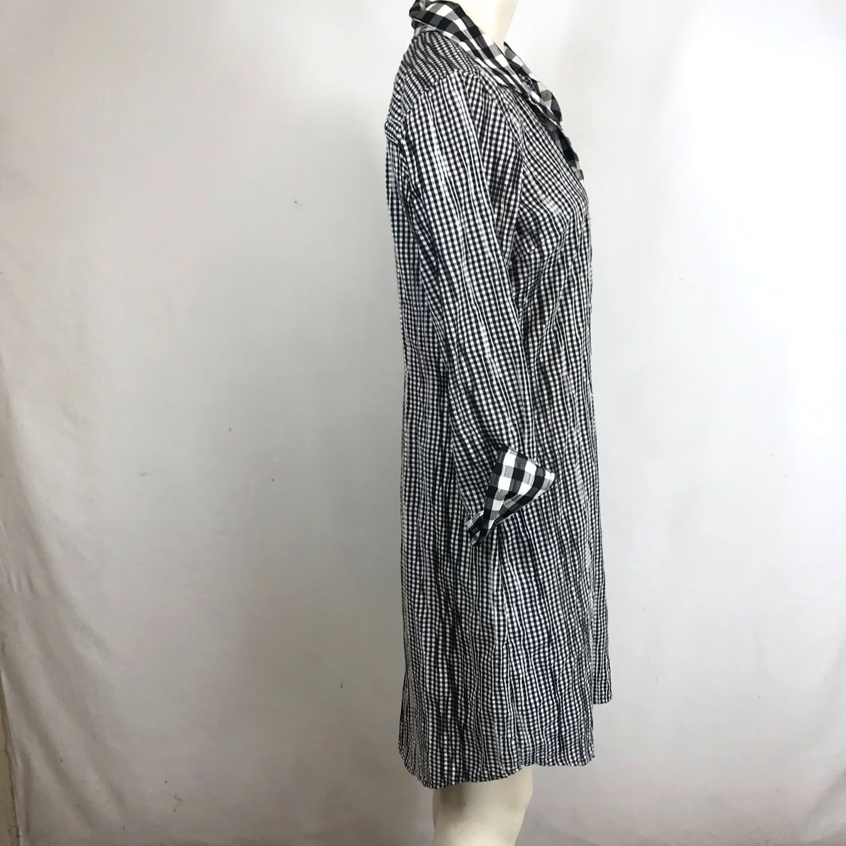 Vintage Foxcroft Shirt Dress Sz 6 Black White Gingham Button Front Collared Long Sleeve Size M / US 6-8 / IT 42-44 - 4 Thumbnail