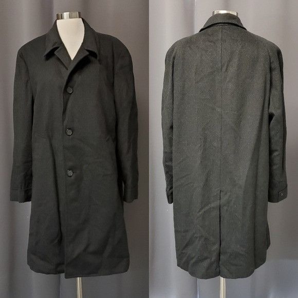 image of Vintage 50S Union Made Preppy Dark Charcoal Gray Wool Trench in Grey, Men's (Size XL)