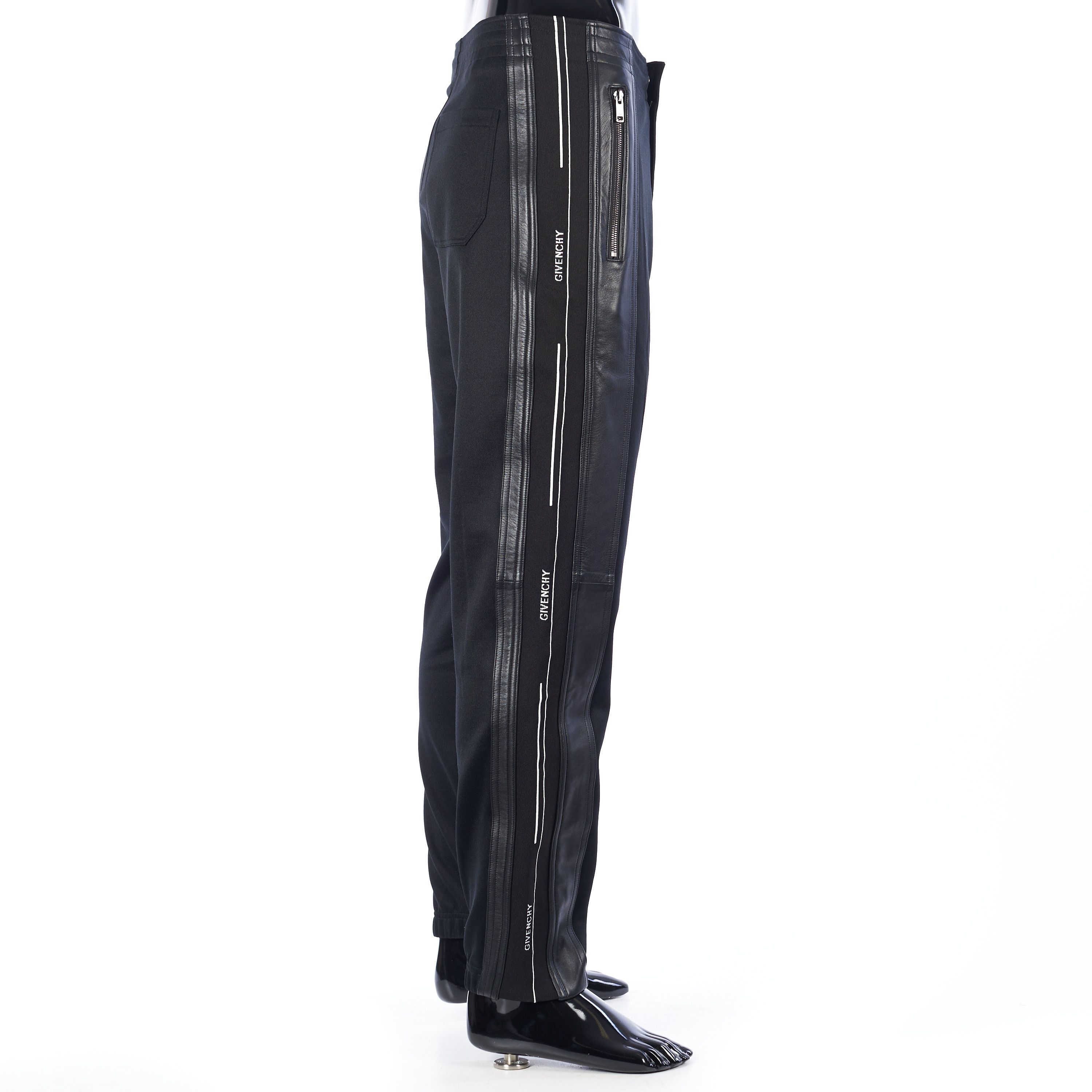 Givenchy Black Leather Panelled Jogging Pants Size M Size US 32 / EU 48 - 7 Thumbnail