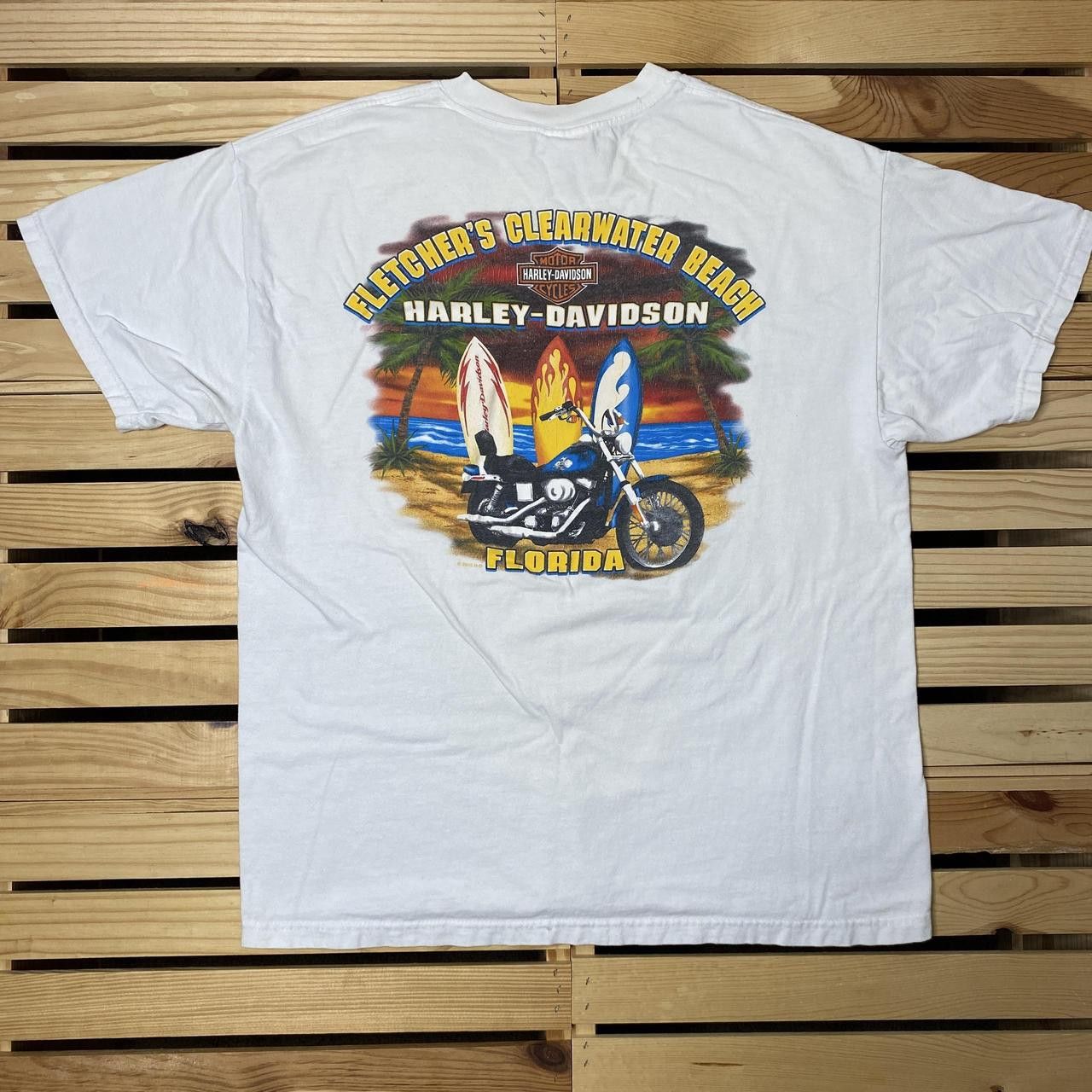 Harley Davidson Vintage Harley Davidson FL White Surf Biker Tee Size Large Size US L / EU 52-54 / 3 - 1 Thumbnail