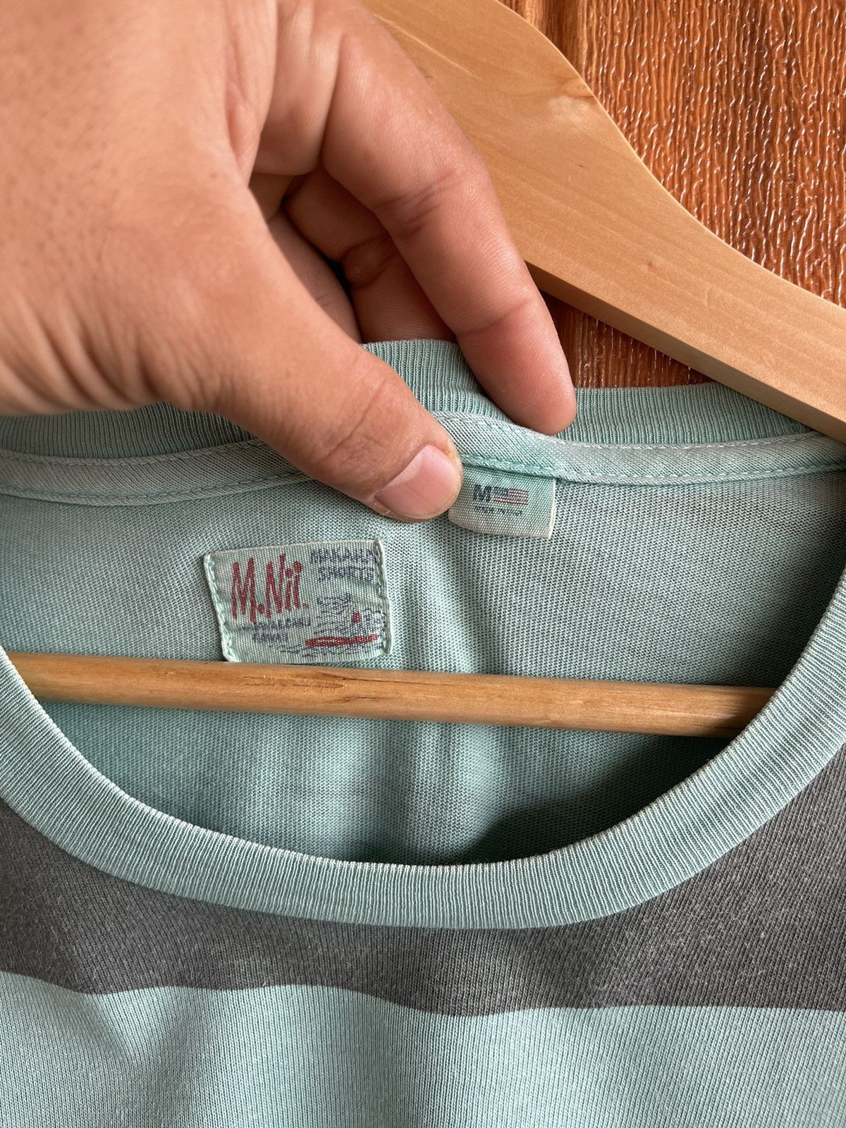 M.Nii Vintage’y2k🔥M.NII🔥Striped Plain Pocket Faded Tshirt Usa Size US M / EU 48-50 / 2 - 5 Thumbnail