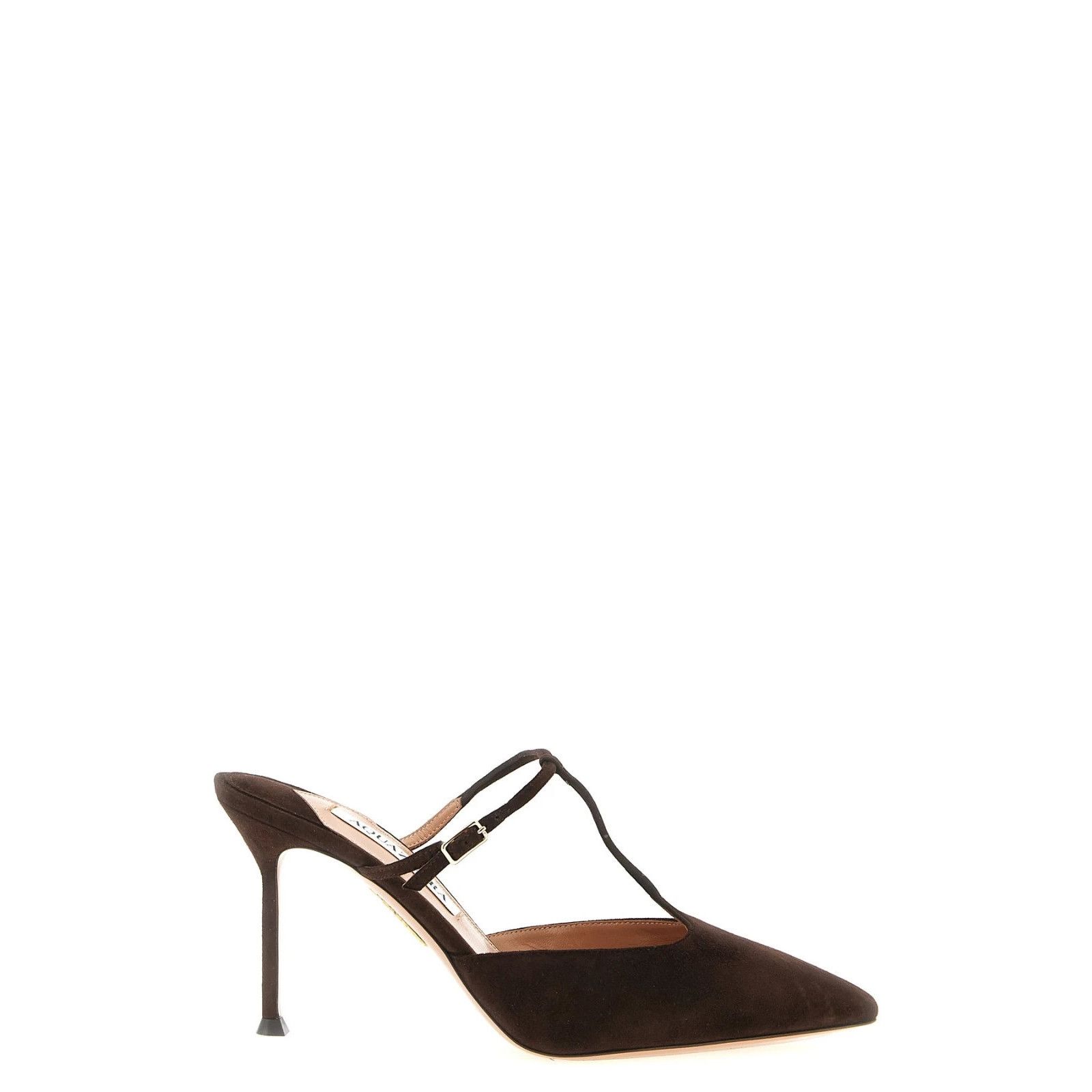 AQUAZZURA Sorbonne Brown Leather Mules New & Authentic (Wome