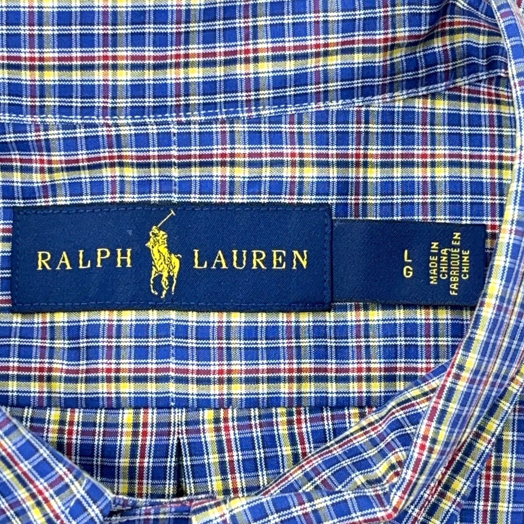 Ralph Lauren Ralph Lauren Shirt Men Large Blue Red Plaid Button Up Dress Poplin Windowpane A6 Size 42R - 4 Thumbnail