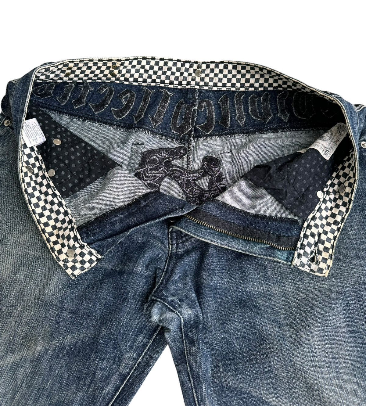 14th Addiction ⚡️⚡️Japanese Brand Crown Collective Embroidery Skull Head Jean Size US 34 / EU 50 - 12 Thumbnail