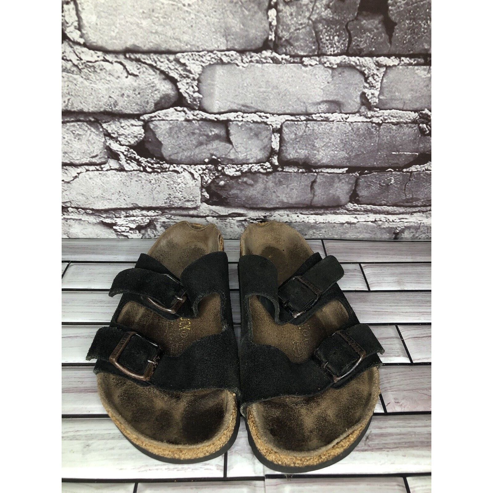 Birkenstock Birkenstock Arizona Black Suede Leather Cork Slides Sandals Size US 6 / IT 36 - 2 Thumbnail