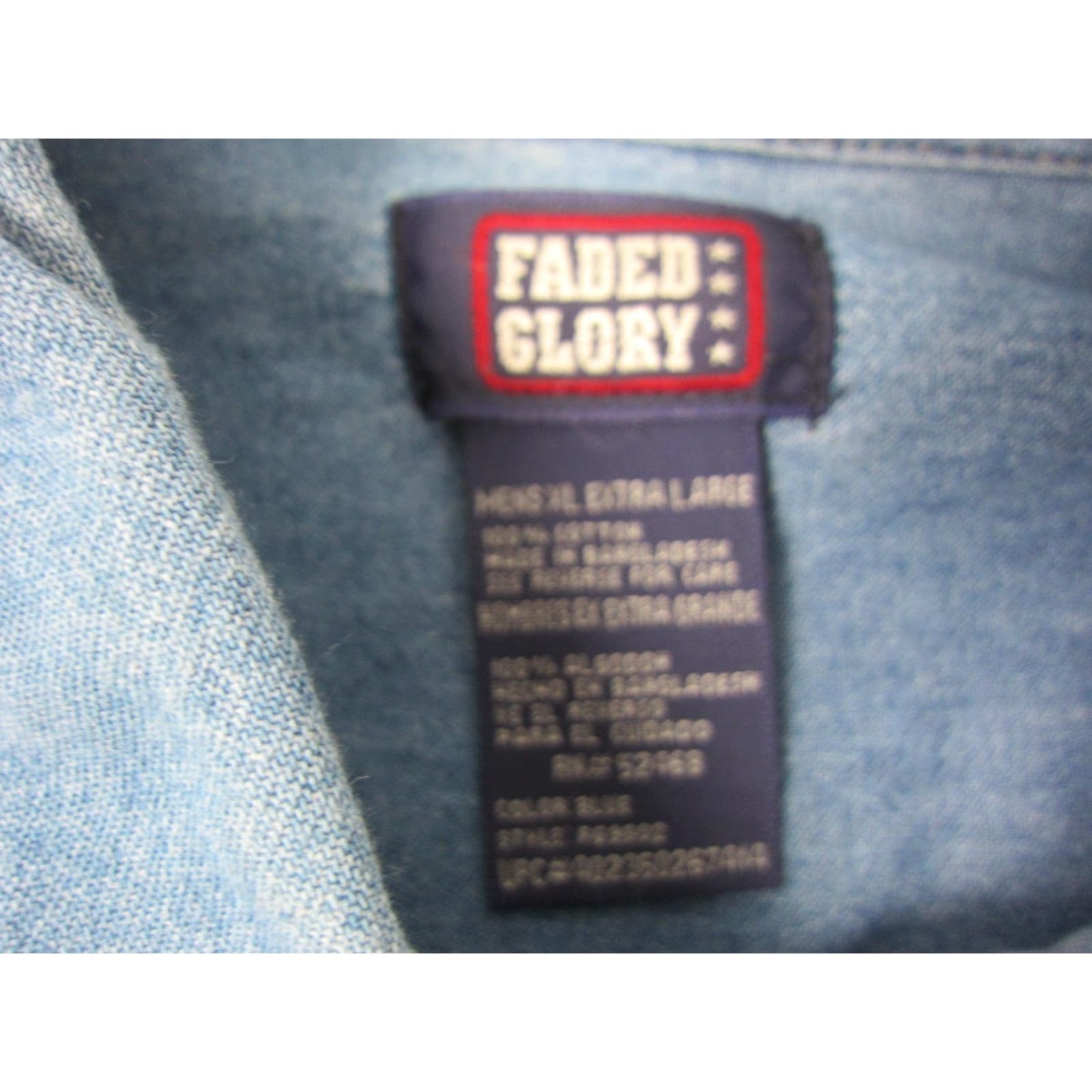 Faded Glory Faded Glory Shirt Mens XL Denim Button-Down Workwear Blue Cotton Long Sleeve Button-Up Vintage 90s Western Size US XL / EU 56 / 4 - 3 Thumbnail