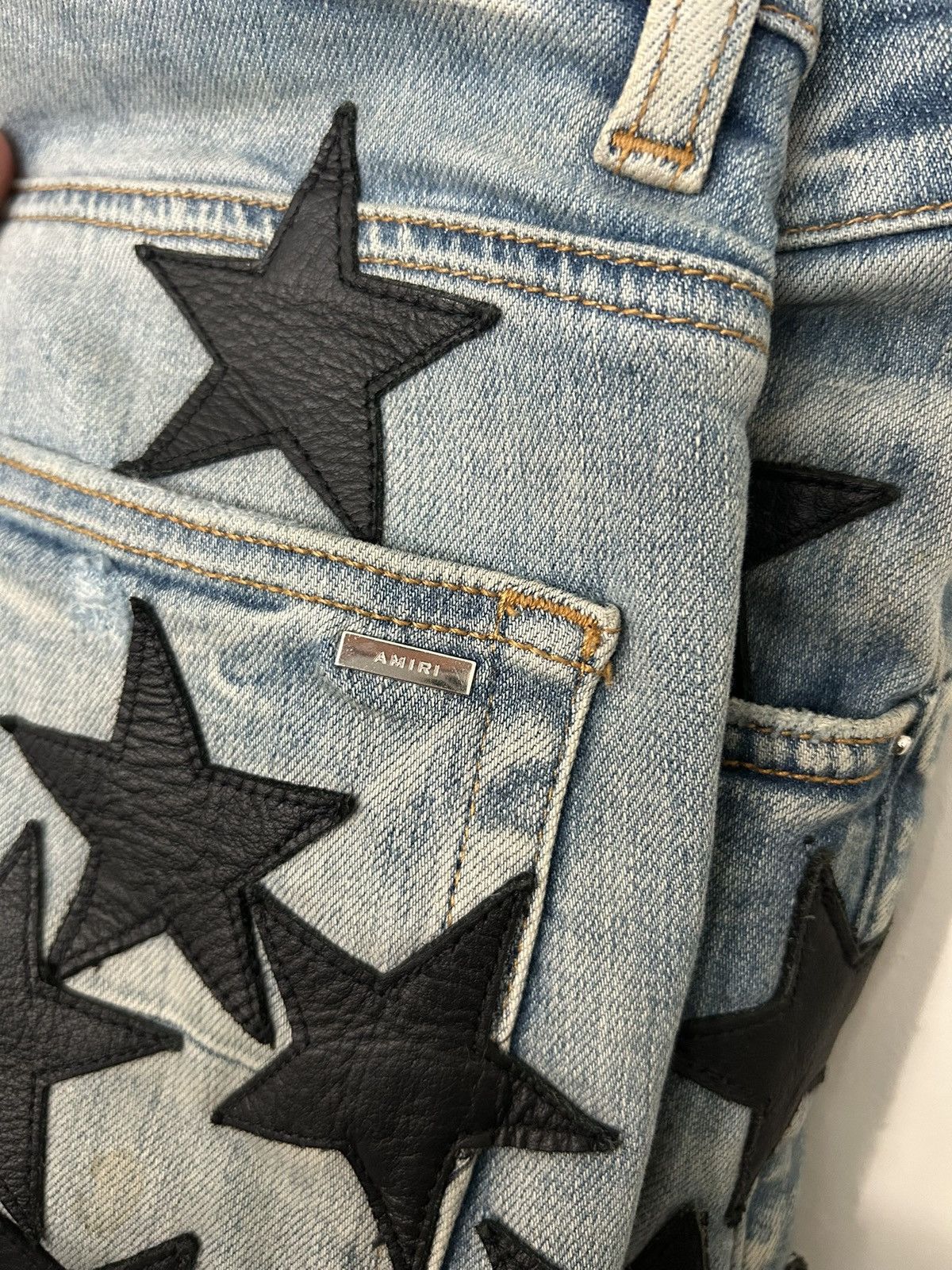 Amiri Amiri Chemist appliquéd distressed jeans clay indigo wash Size US 32 / EU 48 - 15 Thumbnail