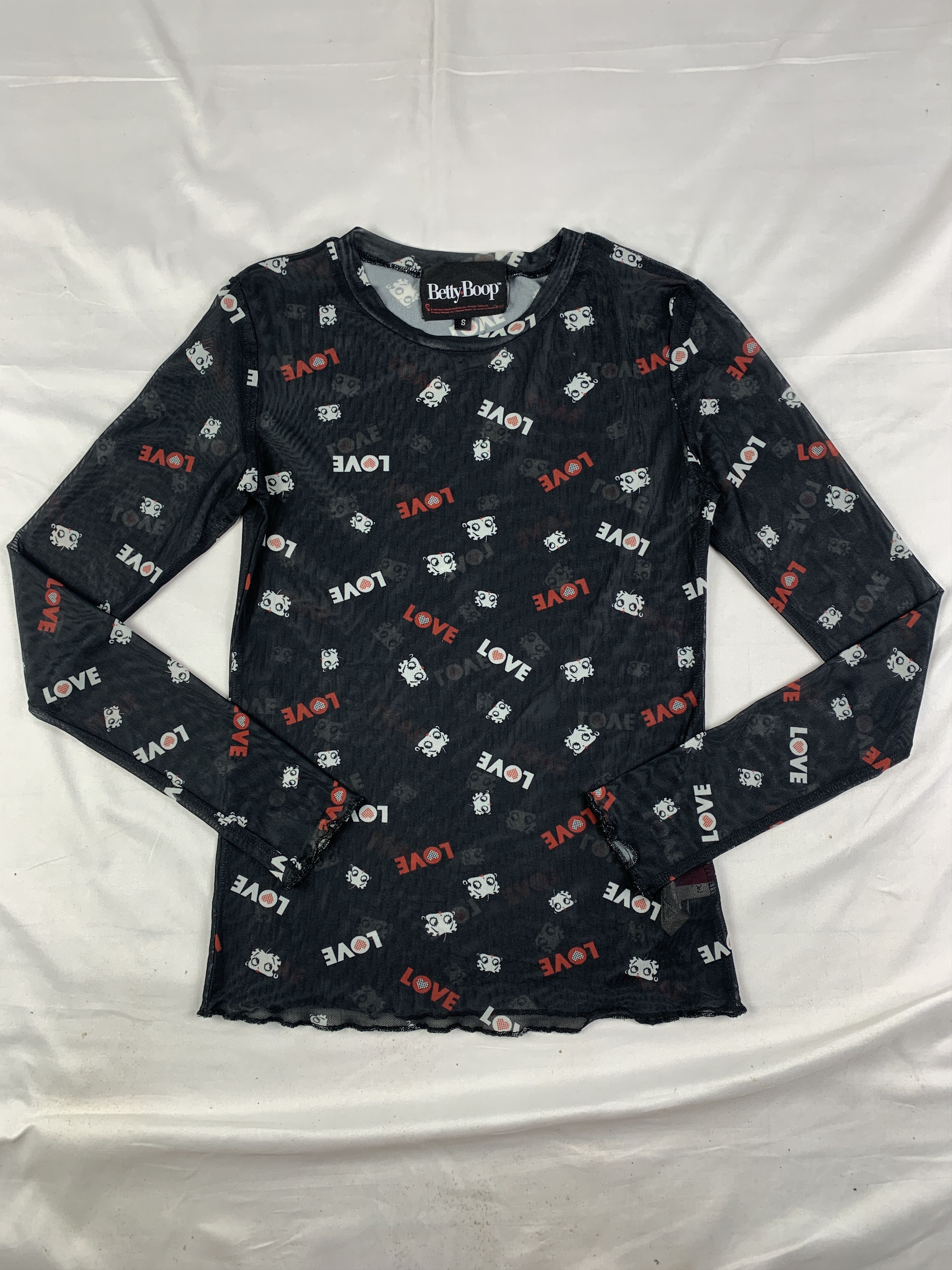 Cartoon Network 2020 Betty Boop Black "Love" Mesh Top (S) Size S / US 4 / IT 40 - 1 Thumbnail