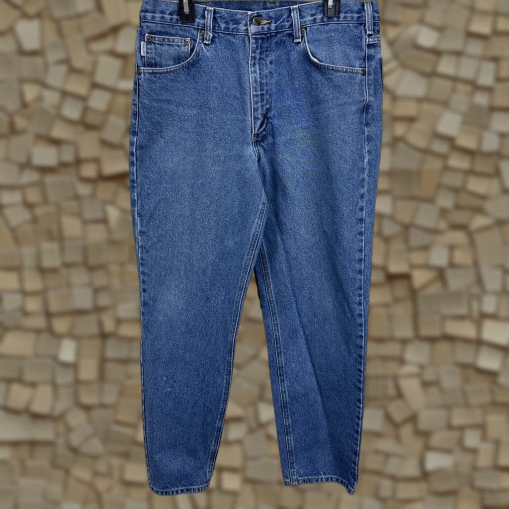Carhartt Carhartt Denim Jeans Relaxed Fit Medium Wash 35x32 Men's Jeans Blue 5-Pocket Logo USA 90s Outdoor Classic Shirt? Size US 35 - 1 Thumbnail