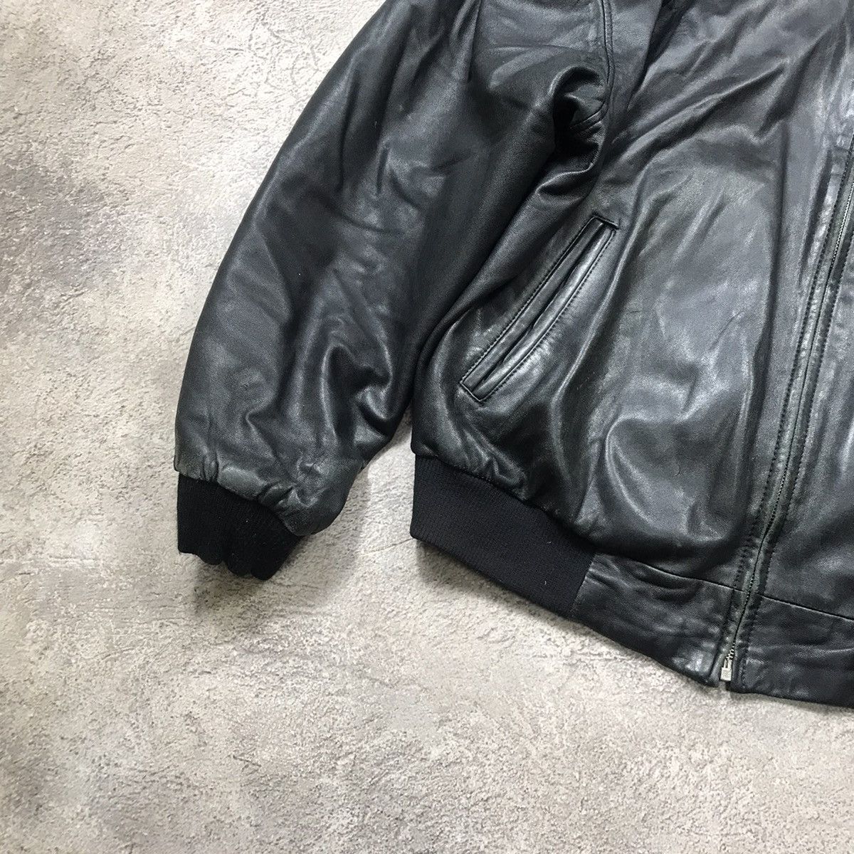 Genuine Leather Vintage 90s Black Leather Bomber Jacket Biker Streetwear XXL Size US XXL / EU 58 / 5 - 4 Thumbnail