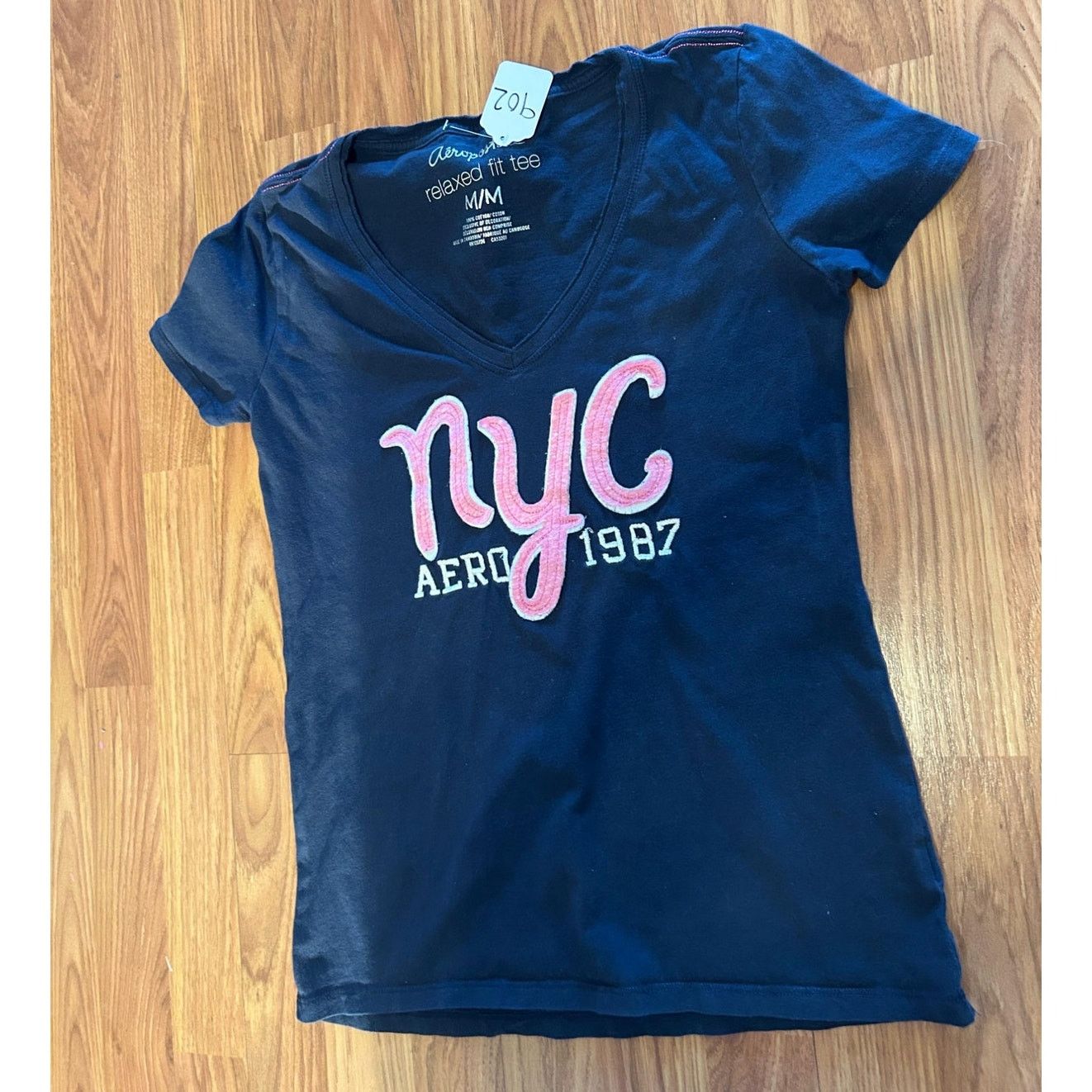 Aeropostale Aeropostale Navy Blue V-Neck T-Shirt - Size Medium Size M / US 6-8 / IT 42-44 - 3 Thumbnail