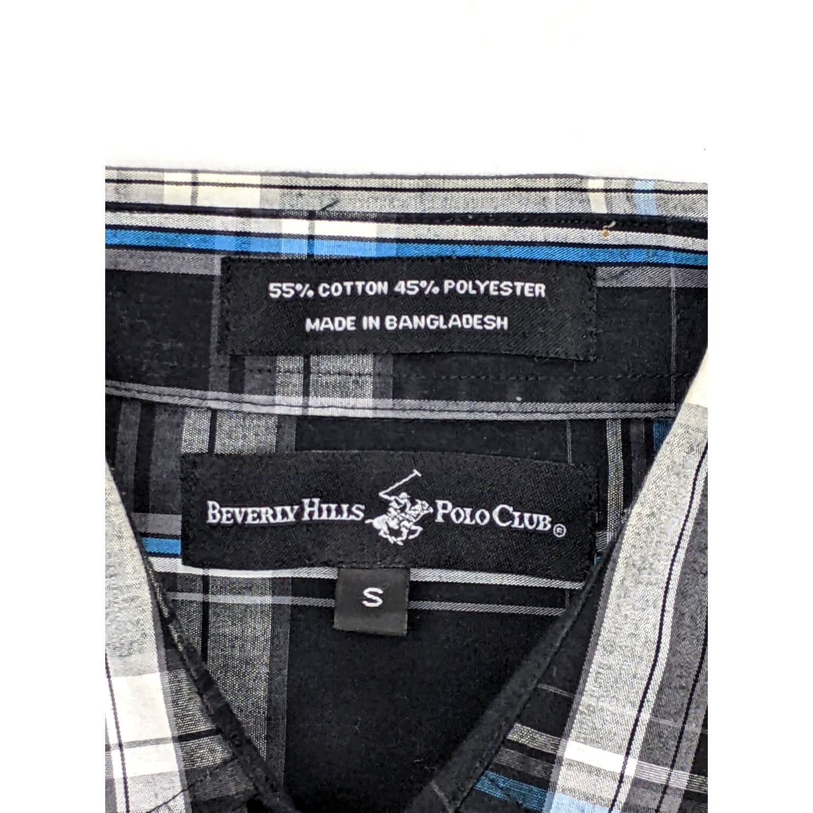 Beverly Hills Polo Club Beverly Hills Polo Club Mens Button-Up Shirt Long Sleeve Black Plaid Collar S Size US S / EU 44-46 / 1 - 2 Thumbnail