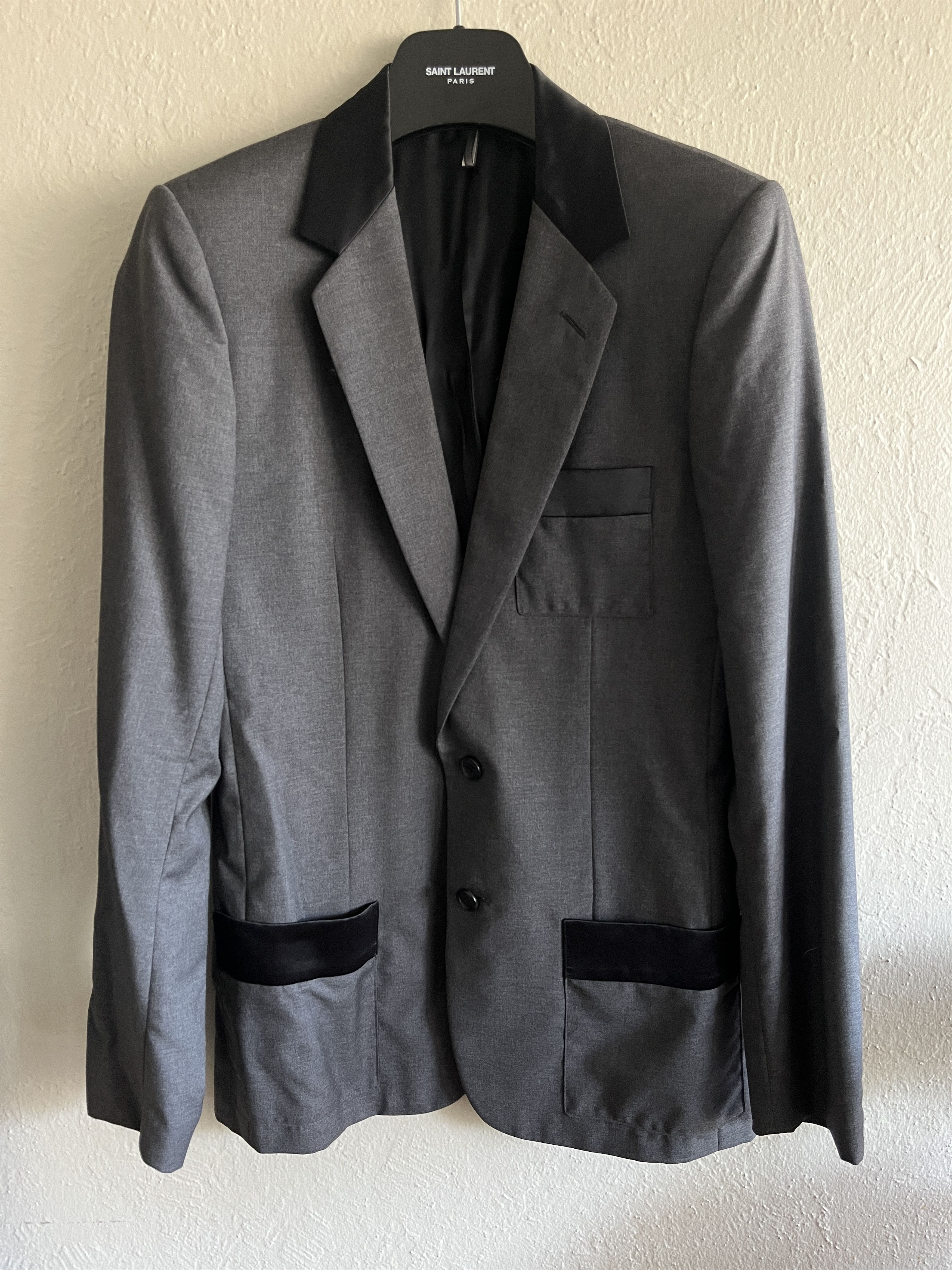 Dior × Hedi Slimane Dior Homme Navigate Blazer Jacket Grey Satin FW07 Slimane Size 48R - 3 Thumbnail