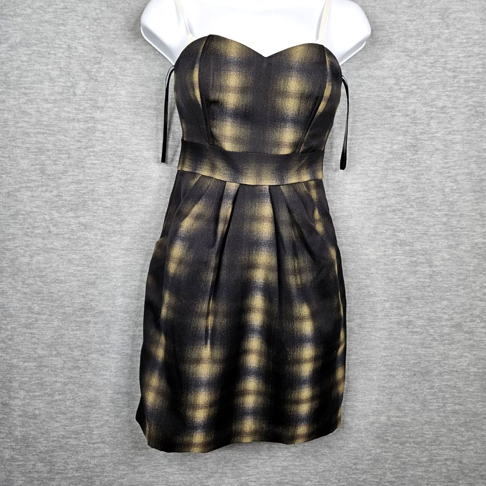 H&M H&M Women's Brown Plaid Off the Shoulder Dress Size 2 New Preppy A-Line Sleeveless Casual Summer Spring Fall Winter Shirt Size XS / US 0-2 / IT 36-38 - 2 Thumbnail