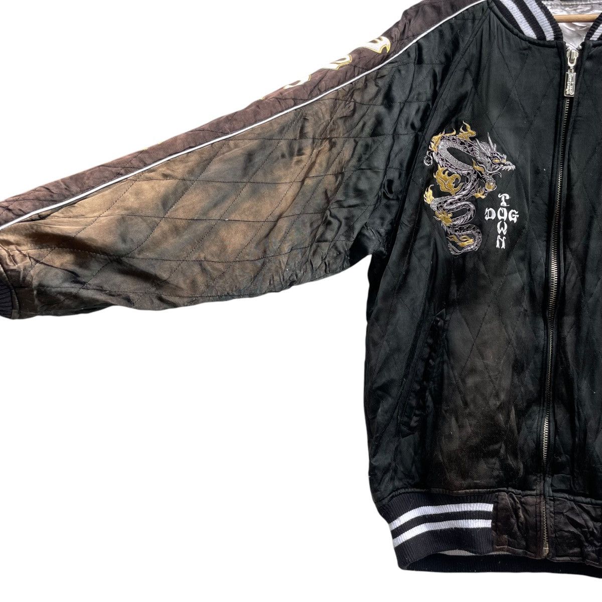 Dogtown × Japanese Brand × Vintage 💥Vintage Dog Town Black Dragon Embroidered Padded Sukajan Size US L / EU 52-54 / 3 - 4 Thumbnail
