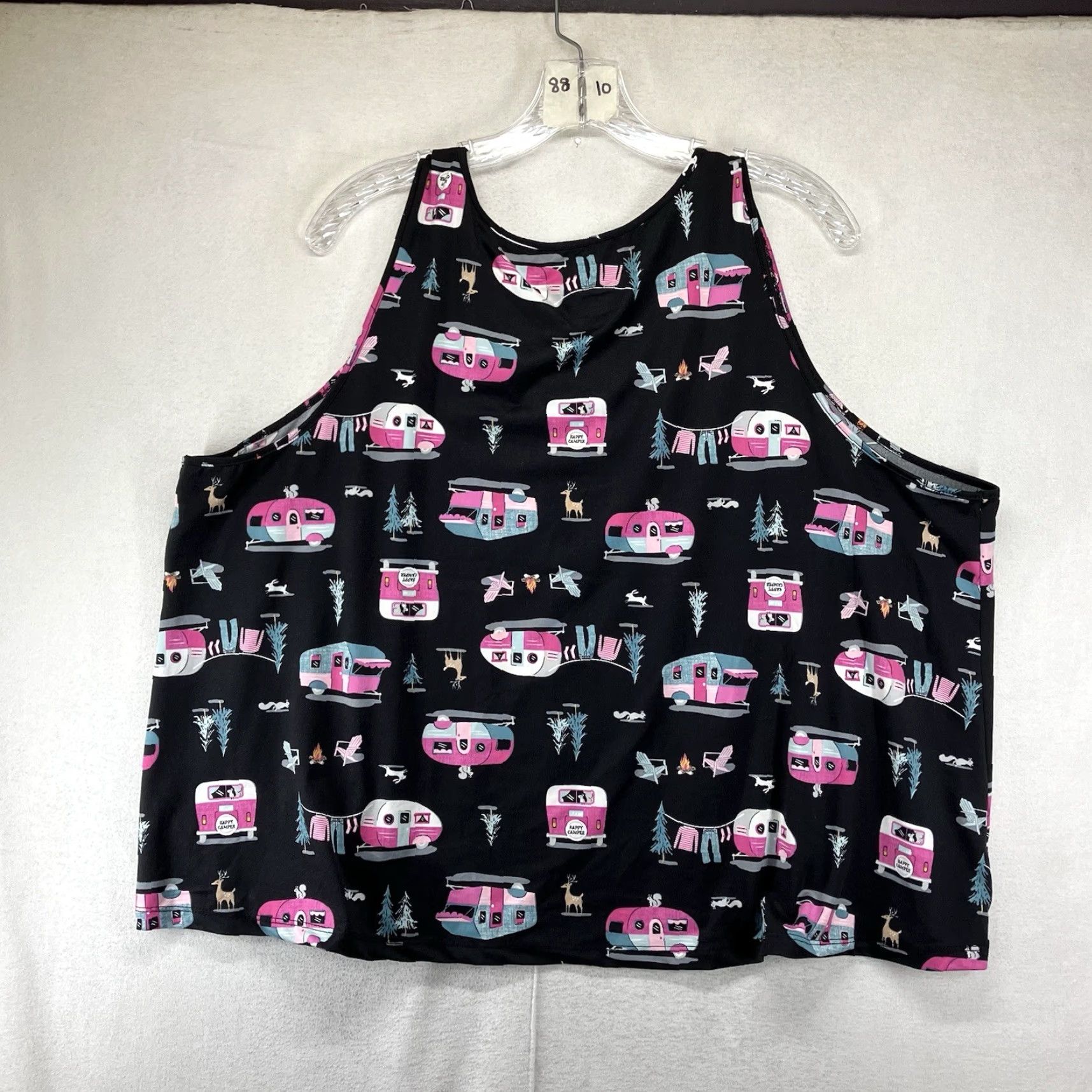 Vintage Joyspun Pajama Top Black 3X RV Trailer Retro Camping Summer Tank Womens Size XXL / US 16-18 / IT 52-54 - 2 Thumbnail