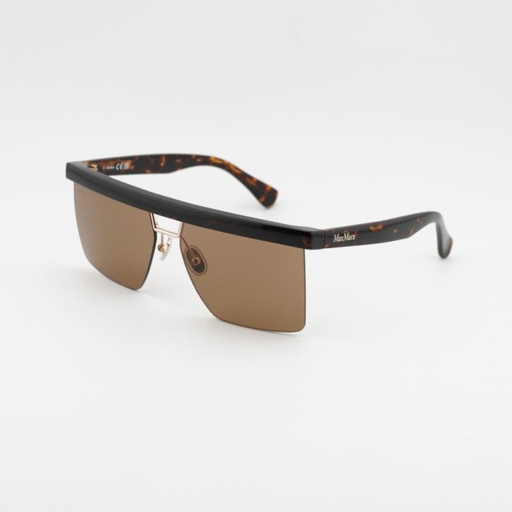 Max Mara Max Mara MM0072 52E Sunglasses Dark Havana Square Frame Size ONE SIZE - 1 Thumbnail