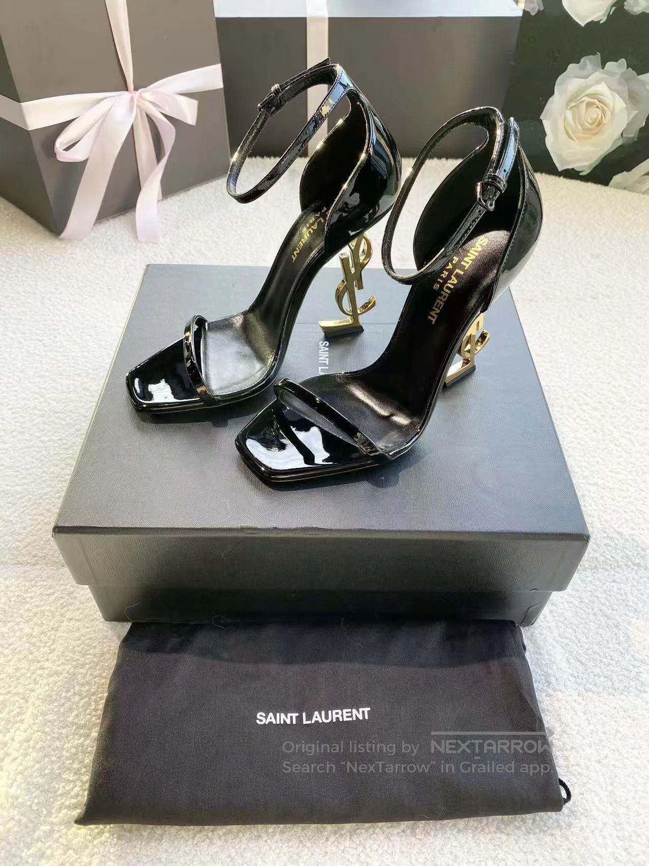 Saint Laurent Paris Saint Laurent Paris patent leather gold heels| Size US 5.5 / IT 35.5 - 1 Thumbnail