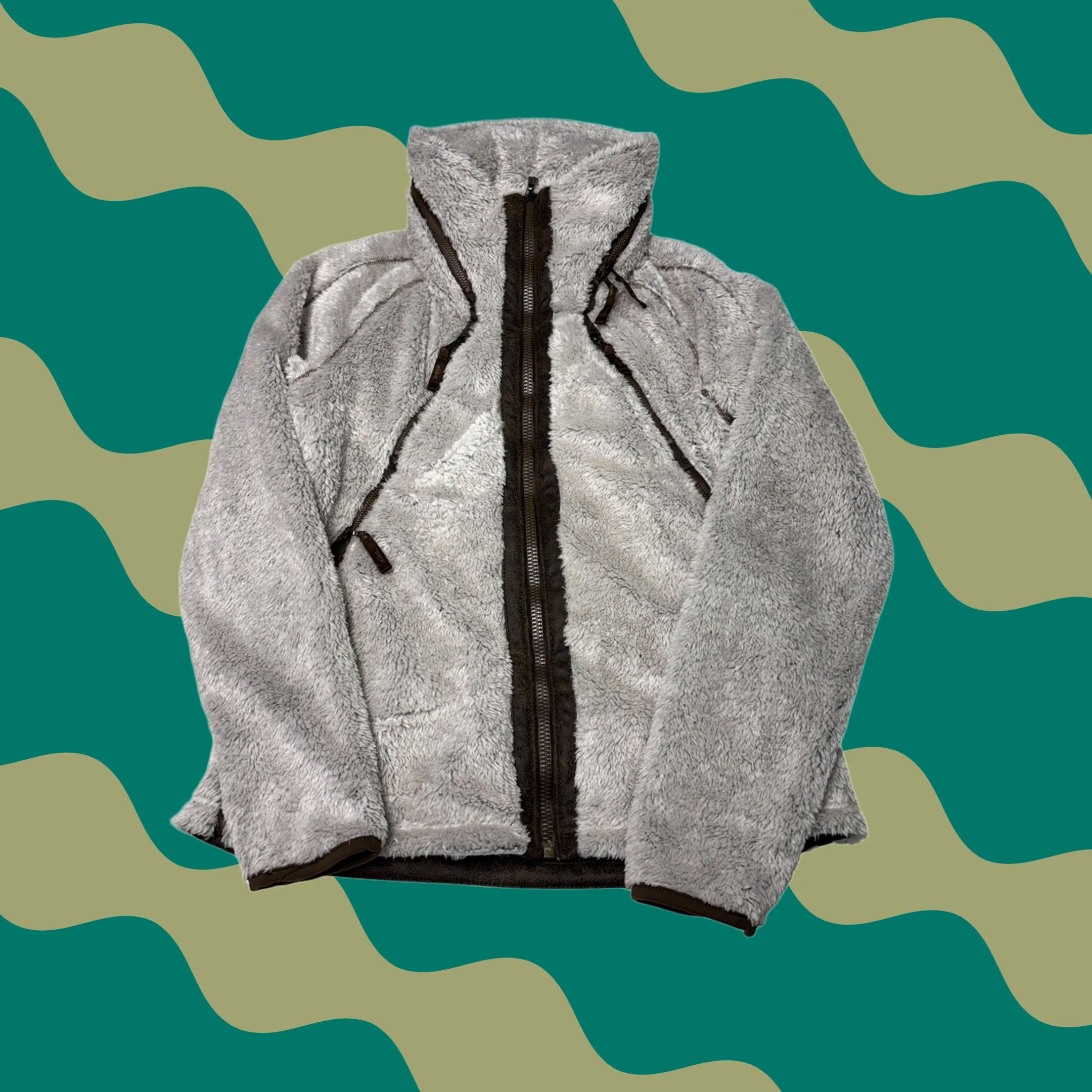 Vintage Kuhl Flight Jacket Womens Medium Grey High Pile Fleece Full Zip Stowaway Hood Size M / US 6-8 / IT 42-44 - 1 Thumbnail