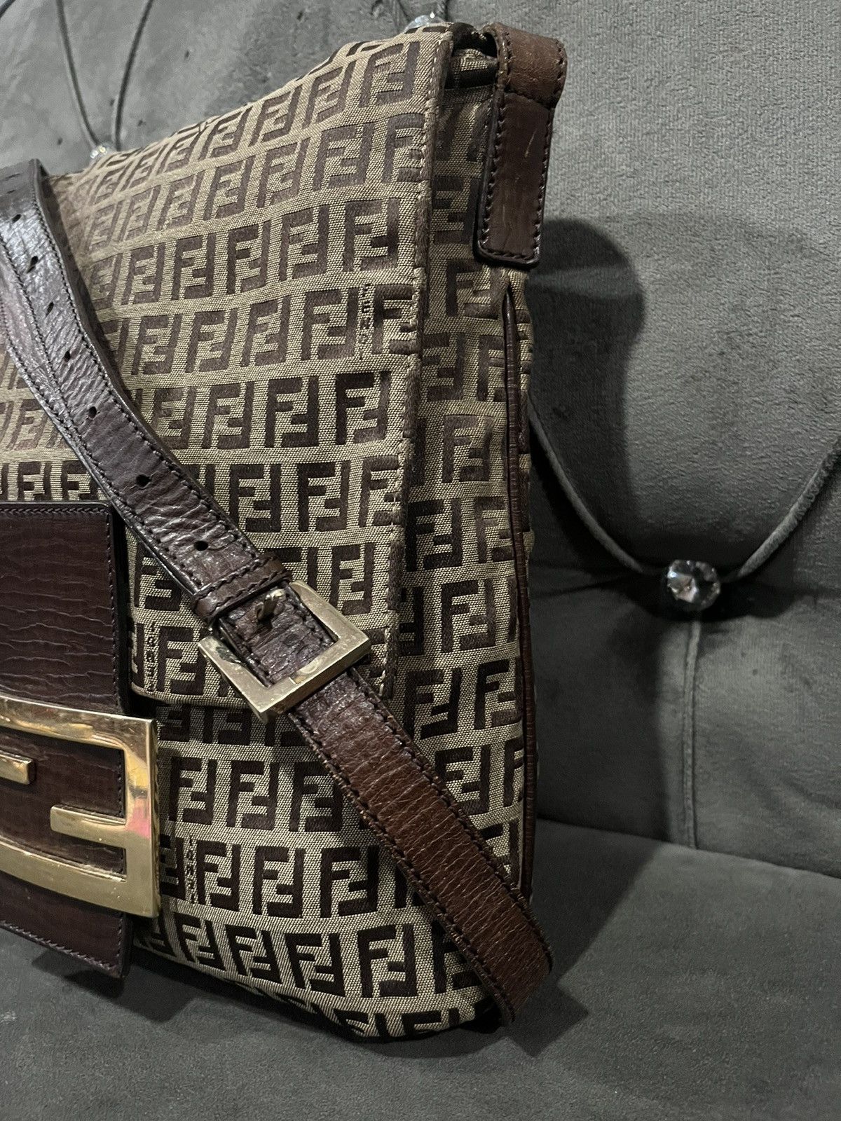 Fendi Authentic FENDI Logo Zucca Shoulder Bag Canvas Size ONE SIZE - 4 Thumbnail