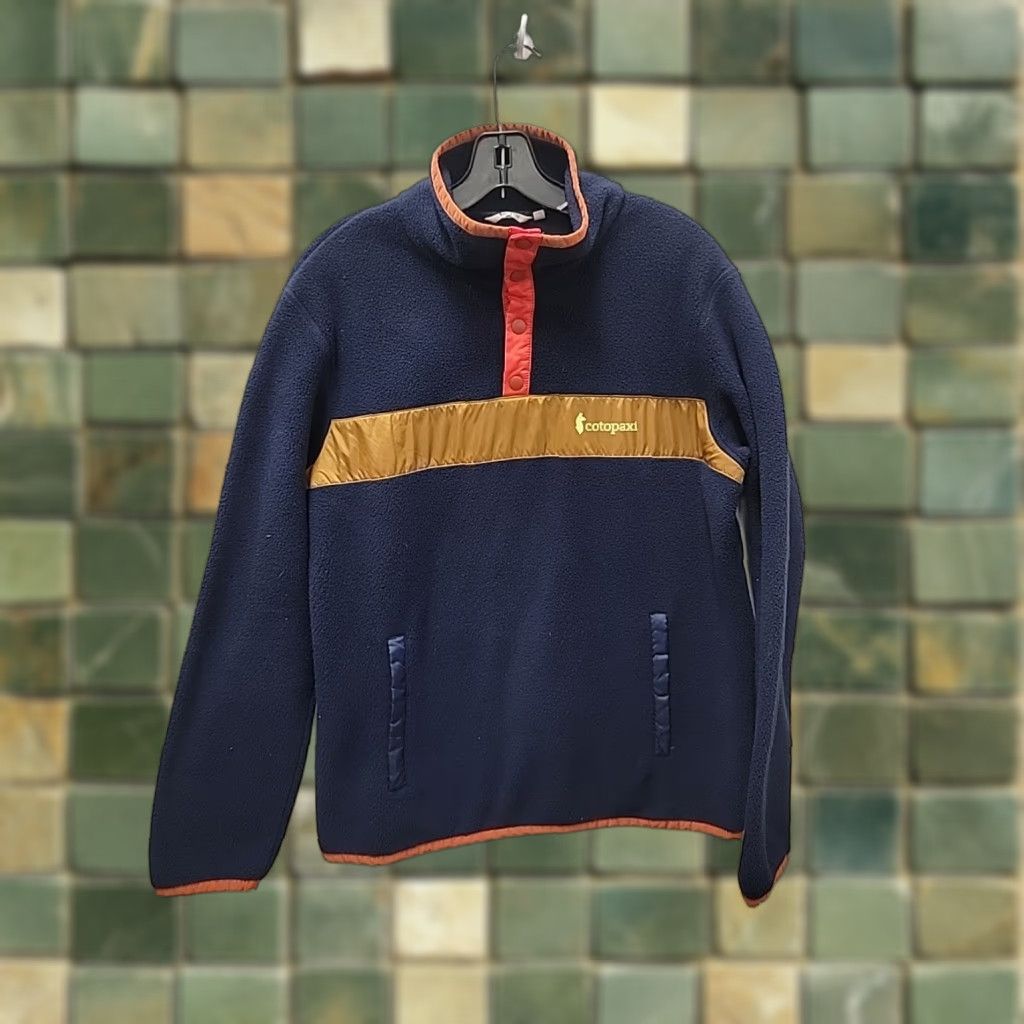 Cotopaxi Cotopaxi Teca Fleece Pullover Mens M Multicolor Orange Trim Quarter Snap Button Blue Trim Pullover Knit Wool Polyester Size US M / EU 48-50 / 2 - 1 Thumbnail