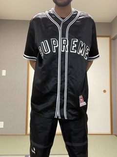 Supreme x Mitchell & Ness Satin Baseball Jersey - Black on Garmentory