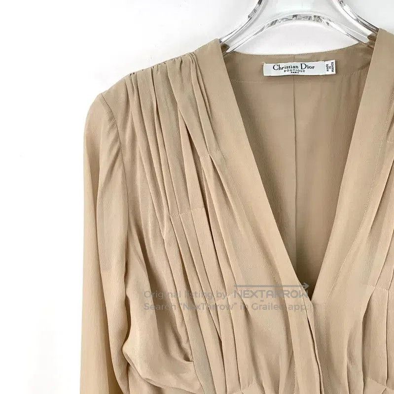 Dior Dior Beige Silk Long Sleeve Dress . Size XS / US 0-2 / IT 36-38 - 3 Thumbnail