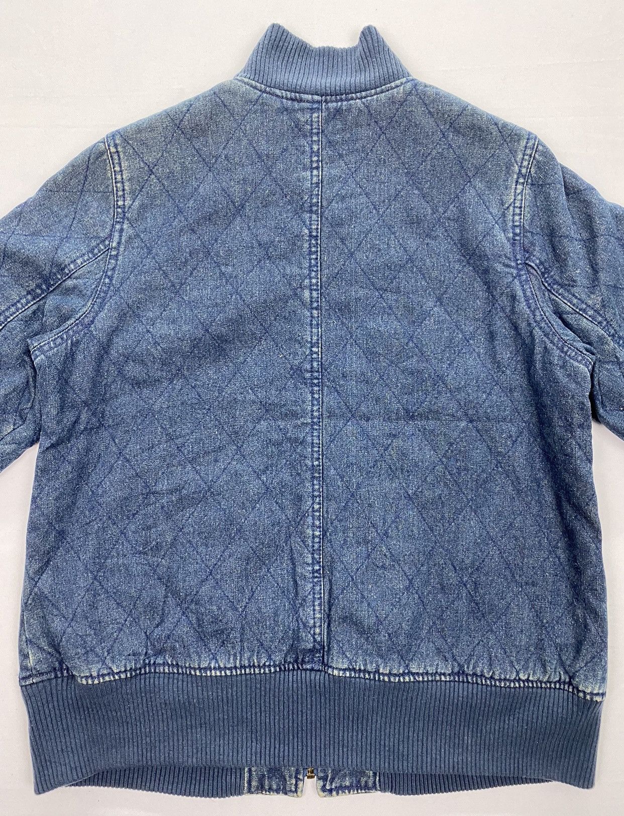 Japanese Brand Cantwo Diamond Quilted Denim Bomber Jacket Size US XXS / EU 40 - 4 Thumbnail