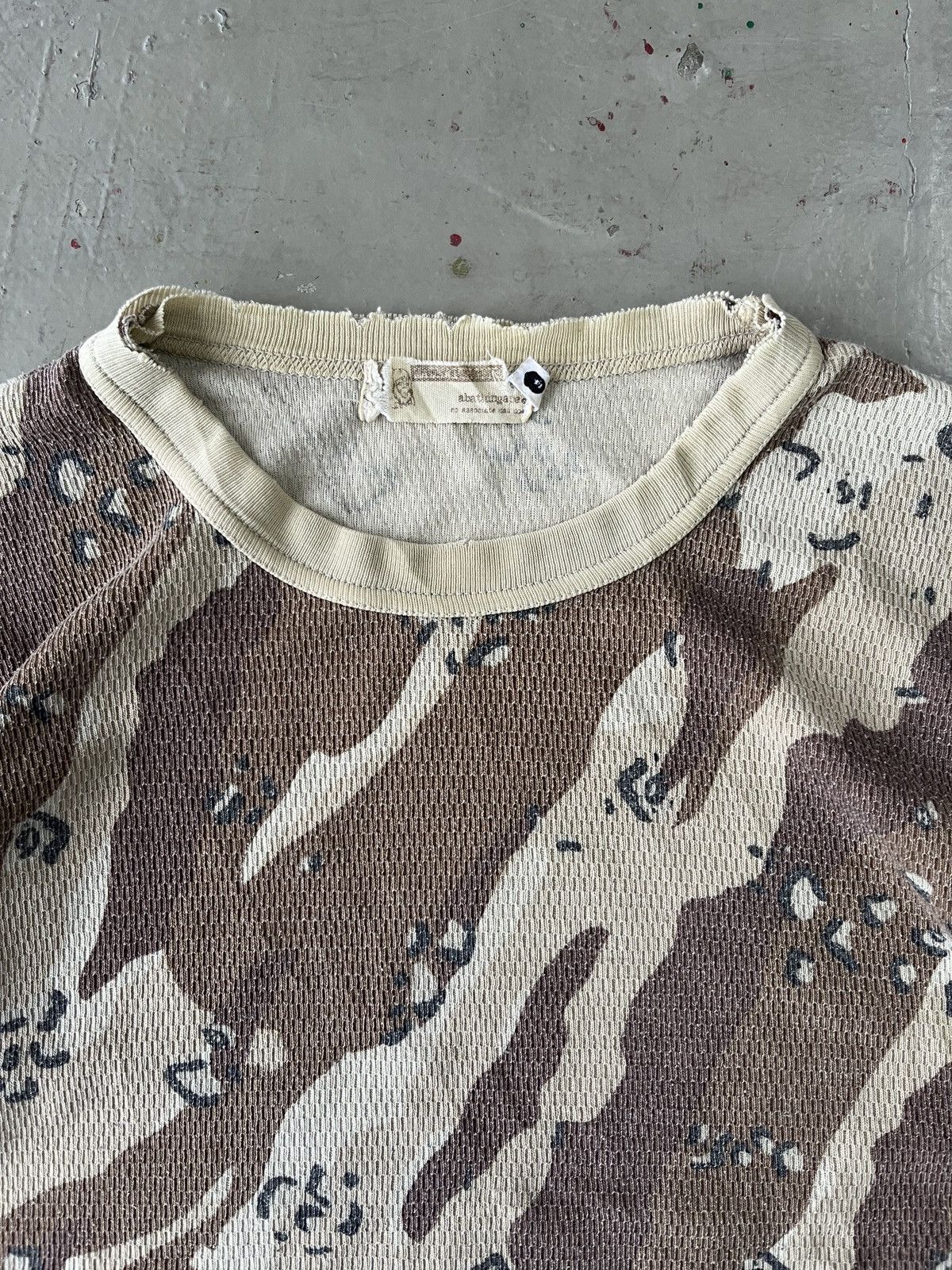 Bape Thrashed Distressed Color Camo Thermal Long Sleeve Tee