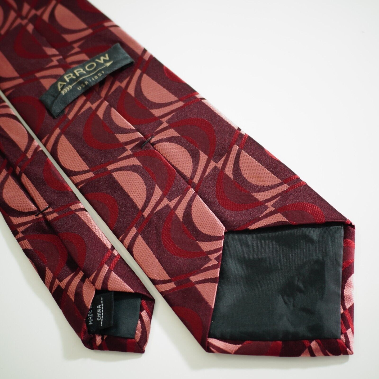 Arrow Arrow Red Abstract Geometric Woven Silk Tie Size ONE SIZE - 6 Thumbnail