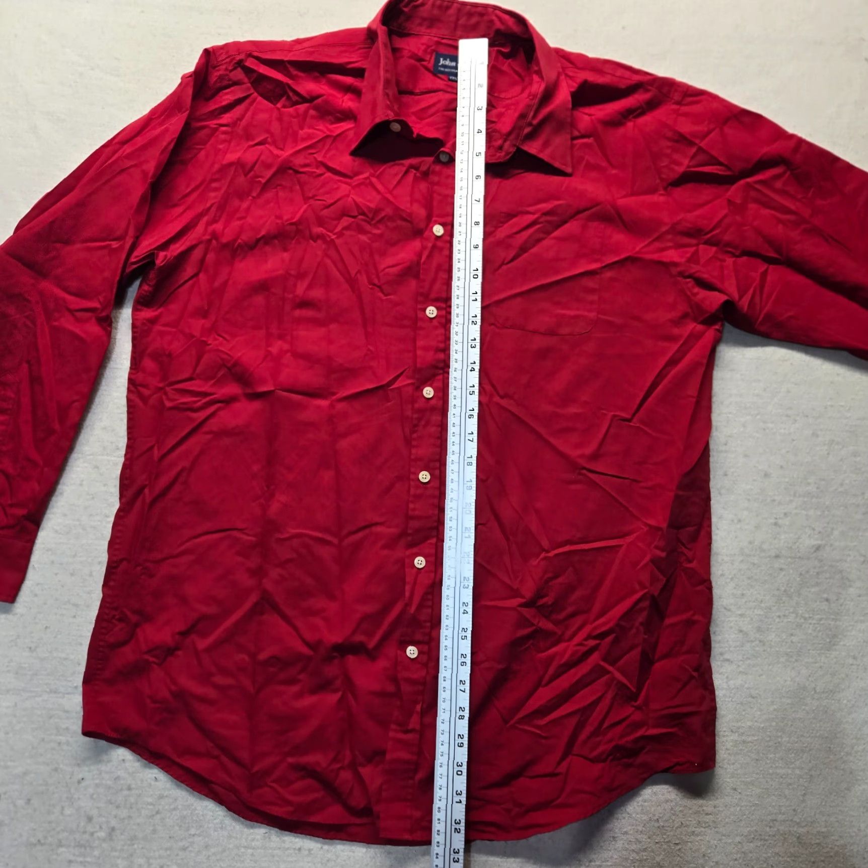 Blair John Blair Shirt Button-Up Long Sleeve Adult Mens LT Red Solid Button-Down Pocket Lined All Seasons Casual Travel Workwear Tall Large 17.5 Size US L / EU 52-54 / 3 - 7 Thumbnail
