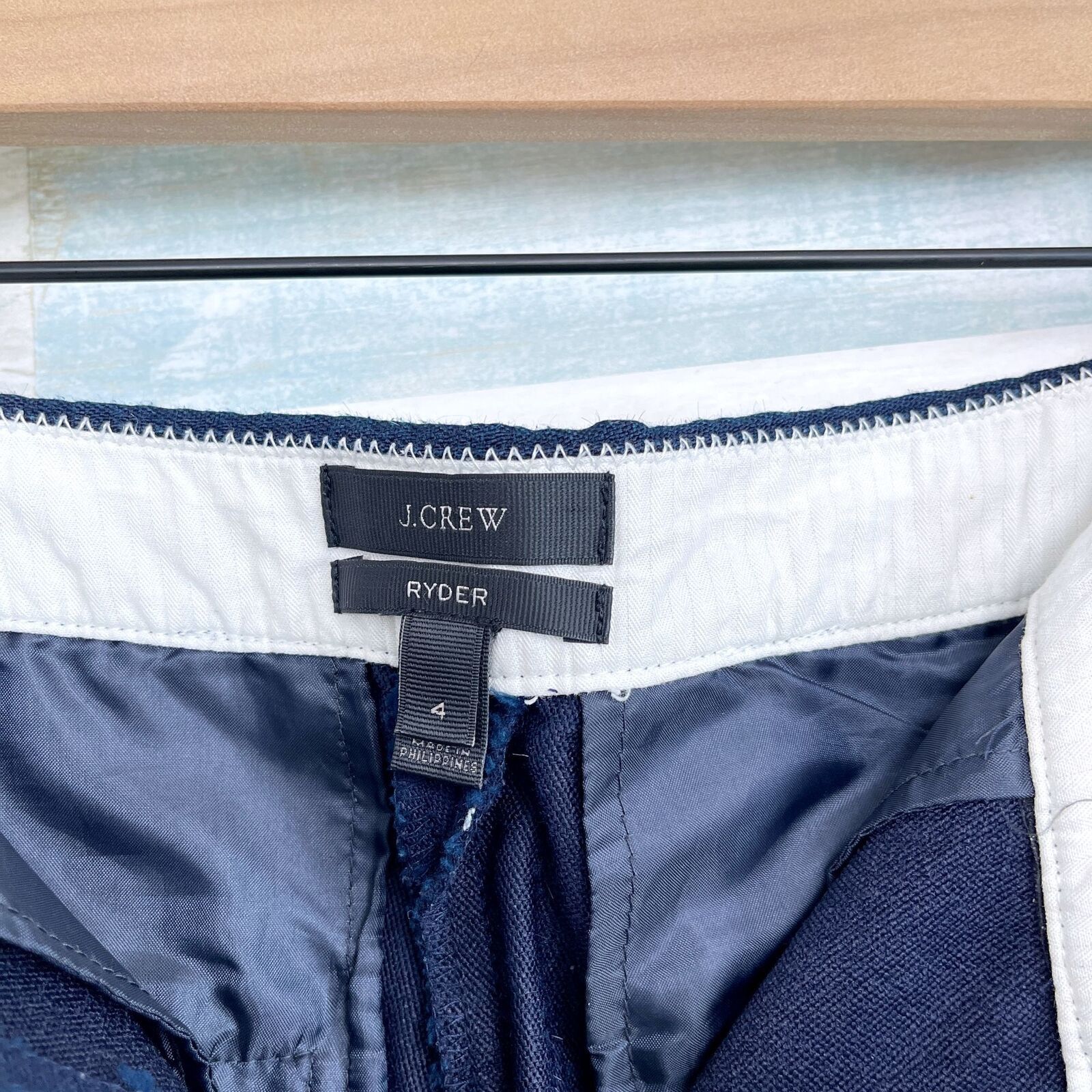 J.Crew J Crew Ryder Slim Trouser Ankle Pants Navy Blue Stretch 4 Size 27" / US 4 / IT 40 - 6 Thumbnail