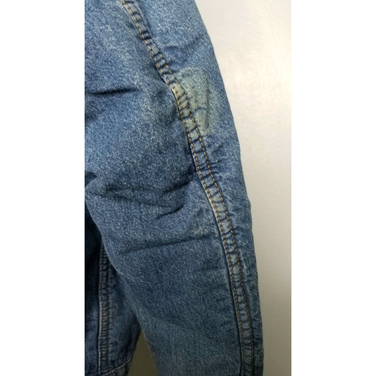 Denime Vintage Shepler's Denim Trucker Jacket M Men Casual Grunge Distressed Well Worn Size US 31 - 6 Thumbnail