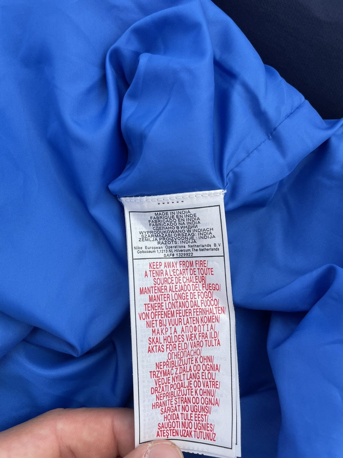 Nike × Vintage Vintage 90's Nike Nylon Zip Olympic Jacket Windbreaker Blue Size US XL / EU 56 / 4 - 10 Thumbnail