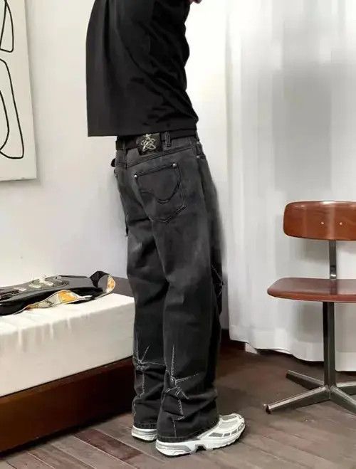 Japanese Brand × Jean Extra heavy industrial laser print punk wash jeans Size US 32 / EU 48 - 3 Thumbnail