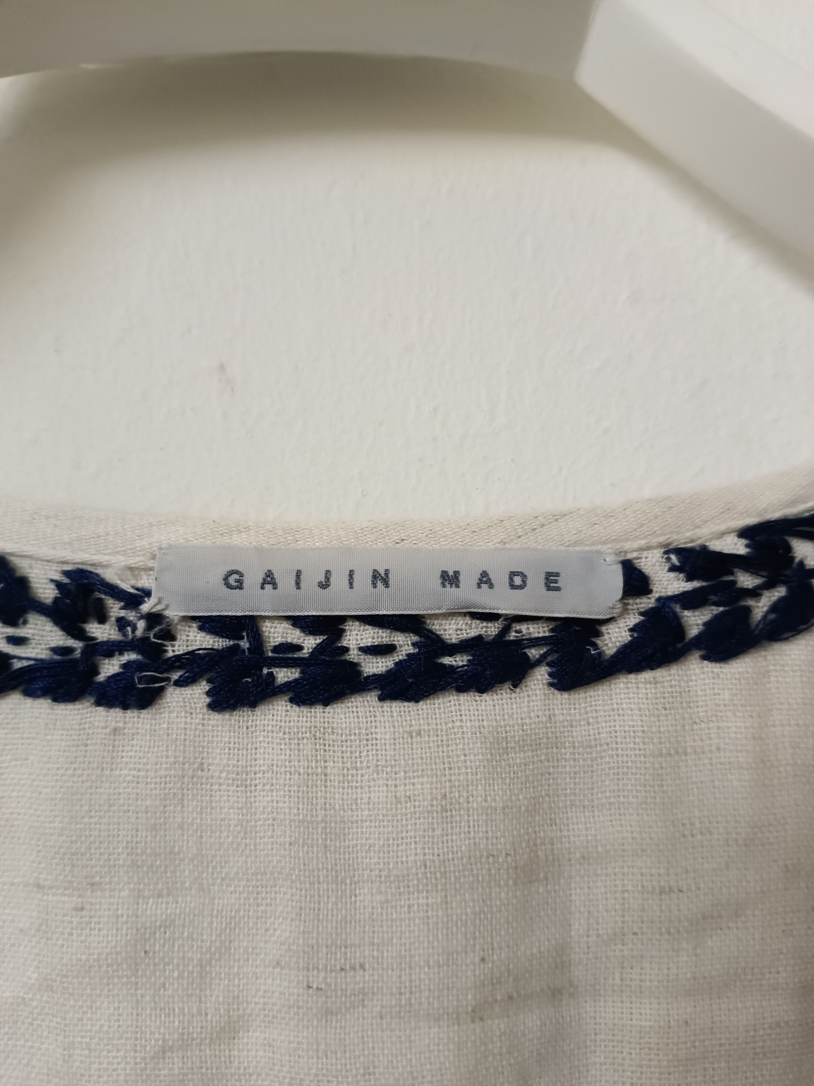Handmade × Japanese Brand Gaijin Made Hand Embroidered Linen Kimono Robe Cardigan Size US L / EU 52-54 / 3 - 9 Thumbnail