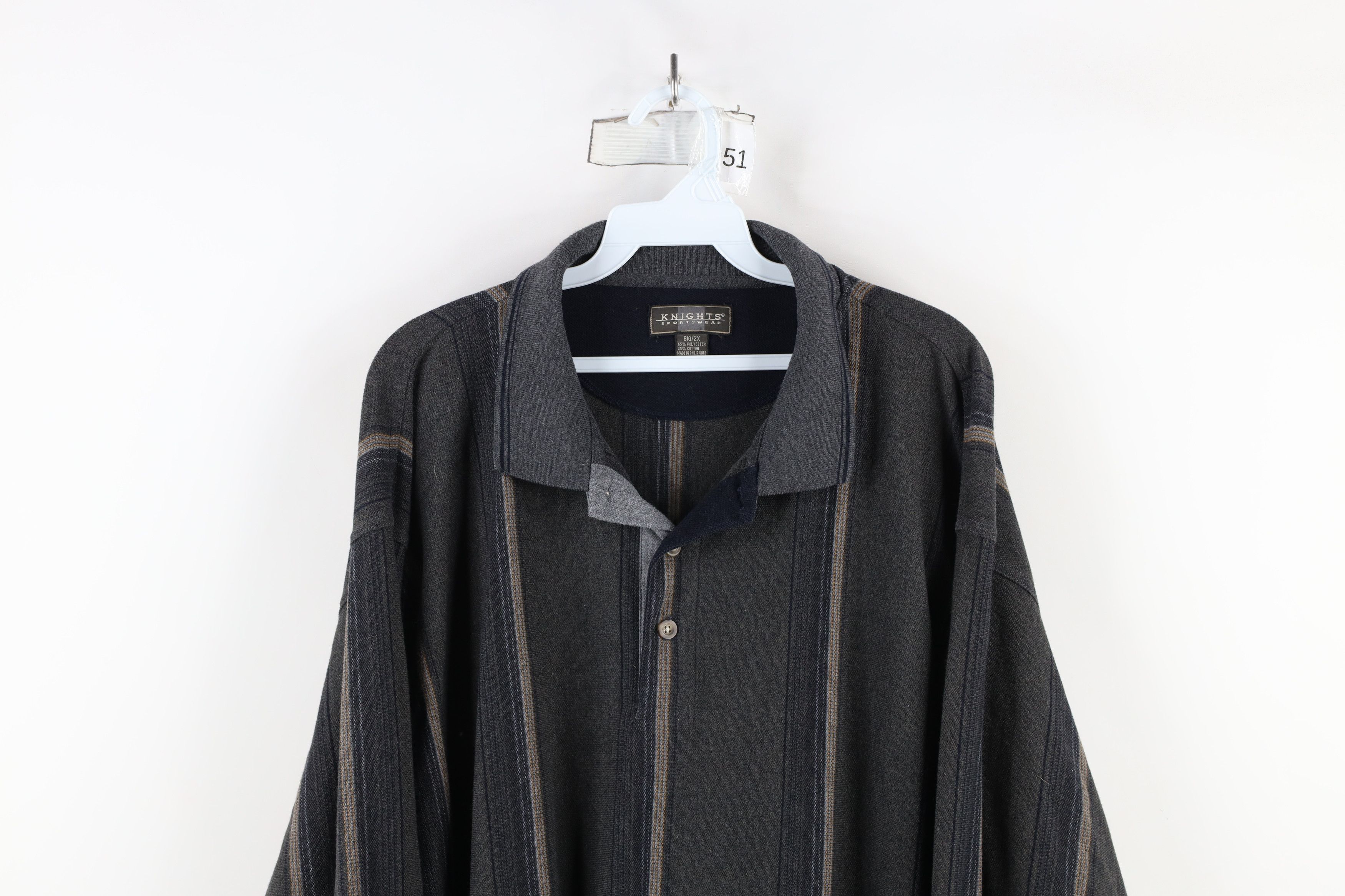 Vintage Vintage 90s Streetwear Striped Long Sleeve Rugby Polo Shirt Size US XXL / EU 58 / 5 - 2 Thumbnail