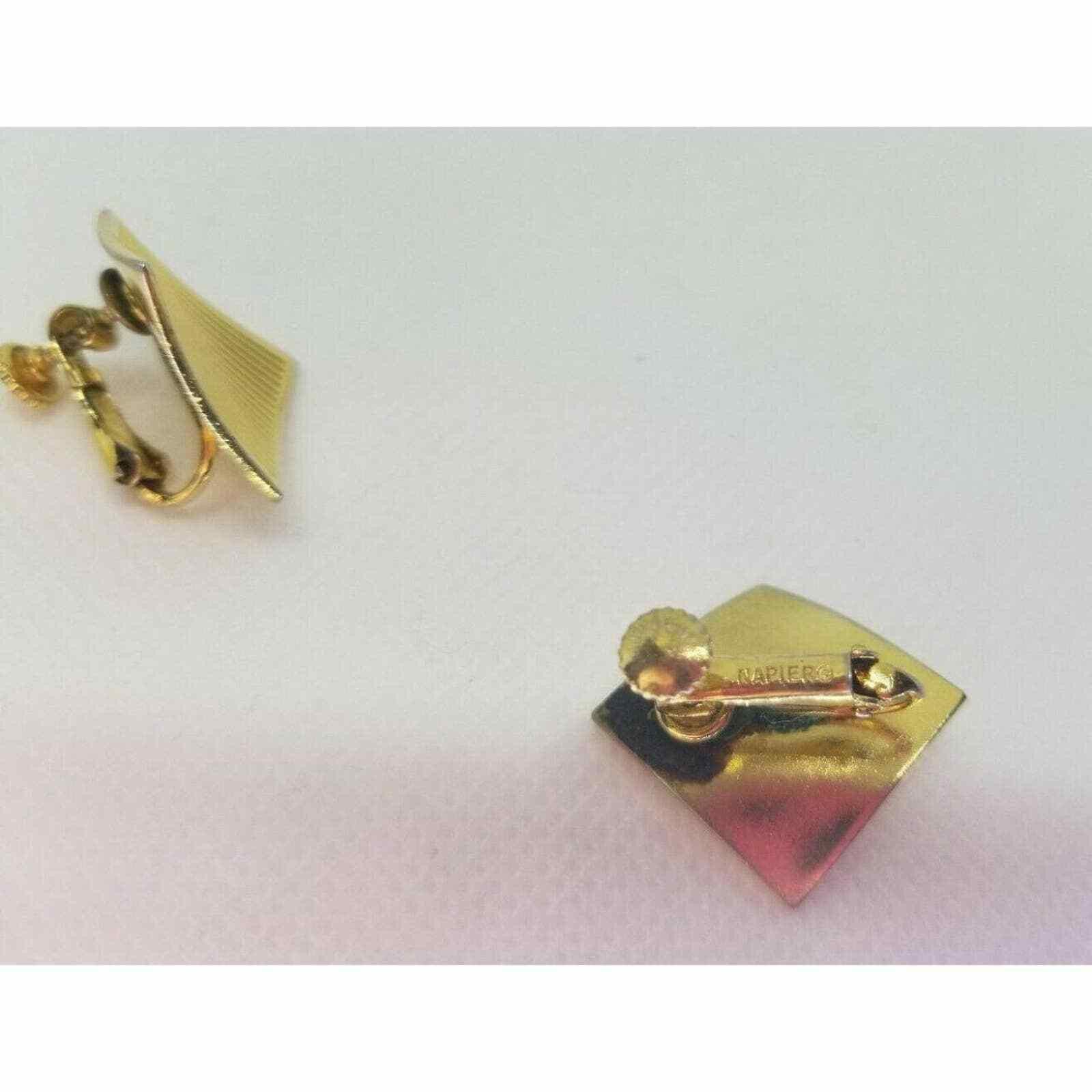 Other Napier Vintage Clip On Earrings Bent Squares 1960s Screw Bac Size ONE SIZE - 3 Thumbnail