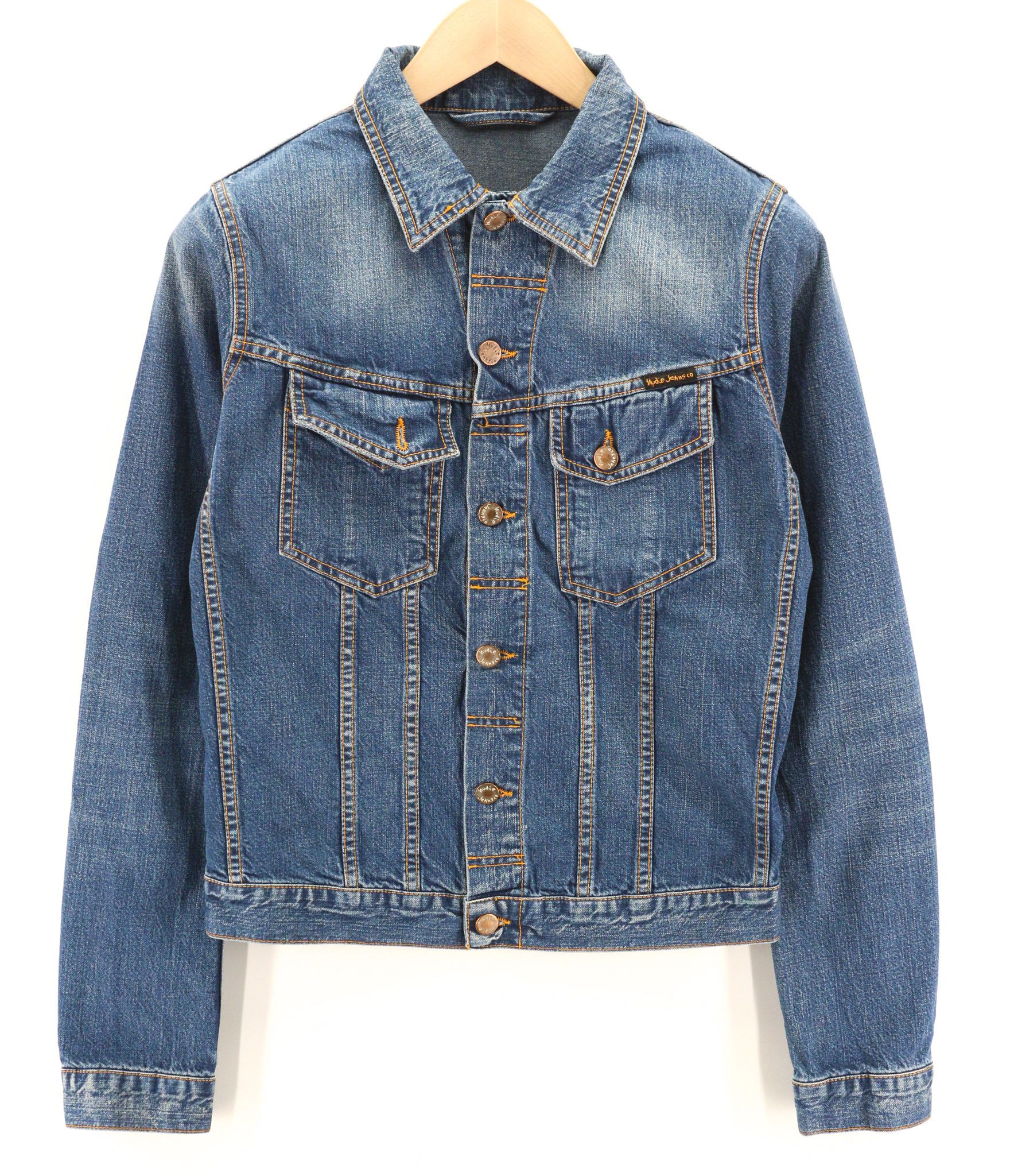 Nudie Jeans TERRY WORN IN S Blue Wash Cotton Unlined Jacket 80778 Size US S / EU 44-46 / 1 - 1 Thumbnail