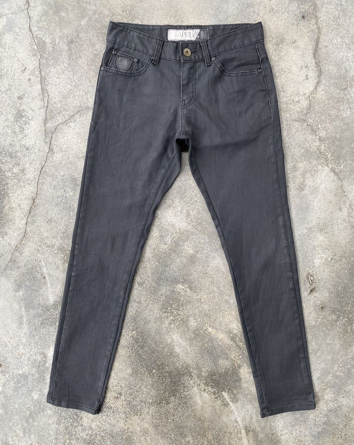 image of Vintage April 77 Records Black Skinny Pants, Men's (Size 31)