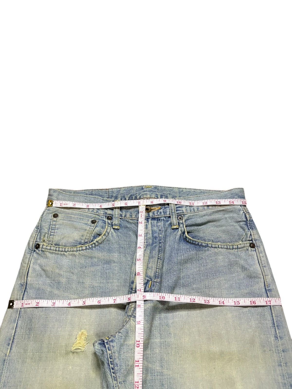 Edwin Vintage Edwin 505ZX Selvedge Mud Wash Distressed Loose Jeans Size US 30 / EU 46 - 13 Thumbnail