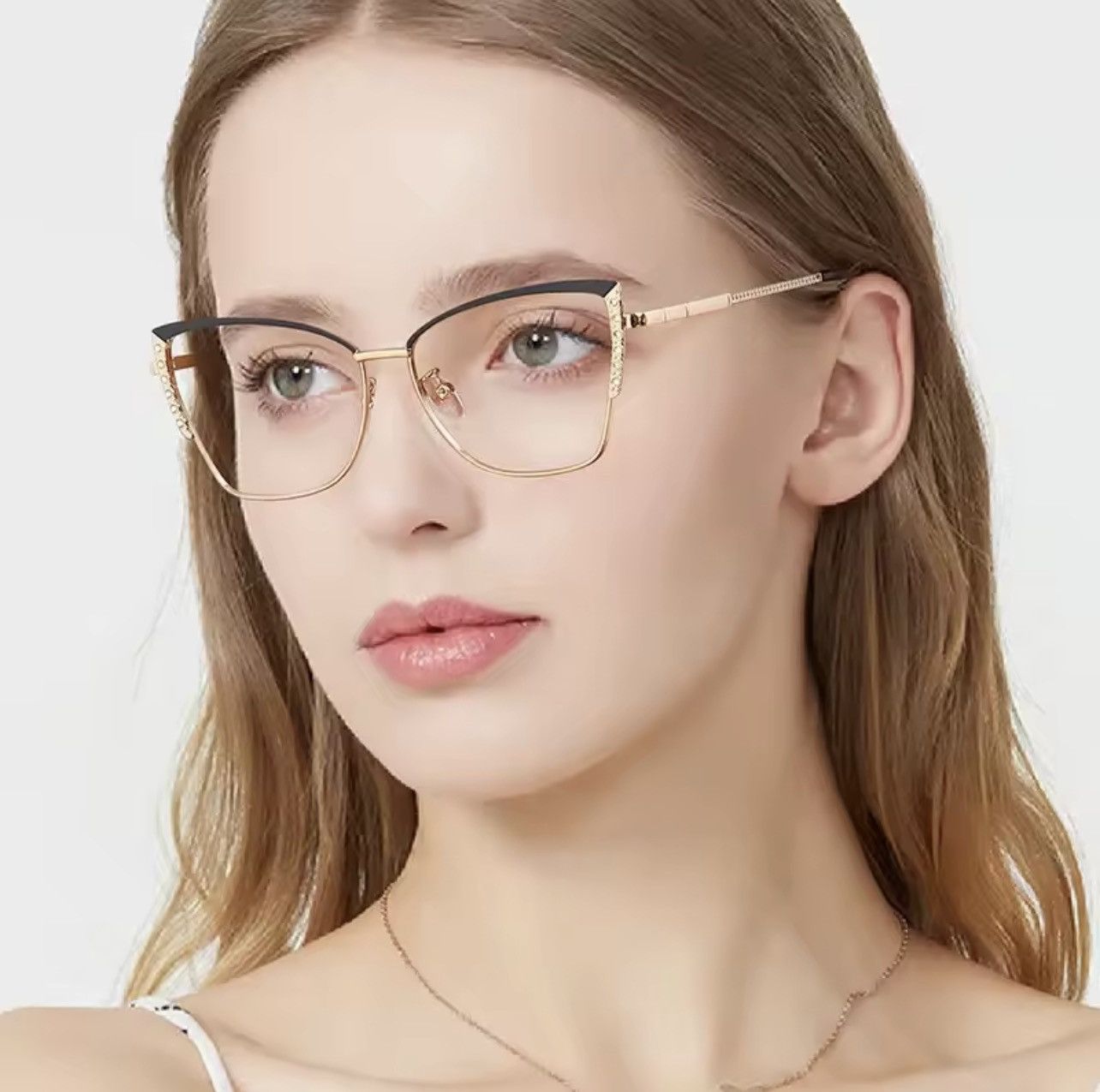 Other Gold Cat Eye Photochromic Glasses Women Anti Blue Light Size ONE SIZE - 1 Thumbnail