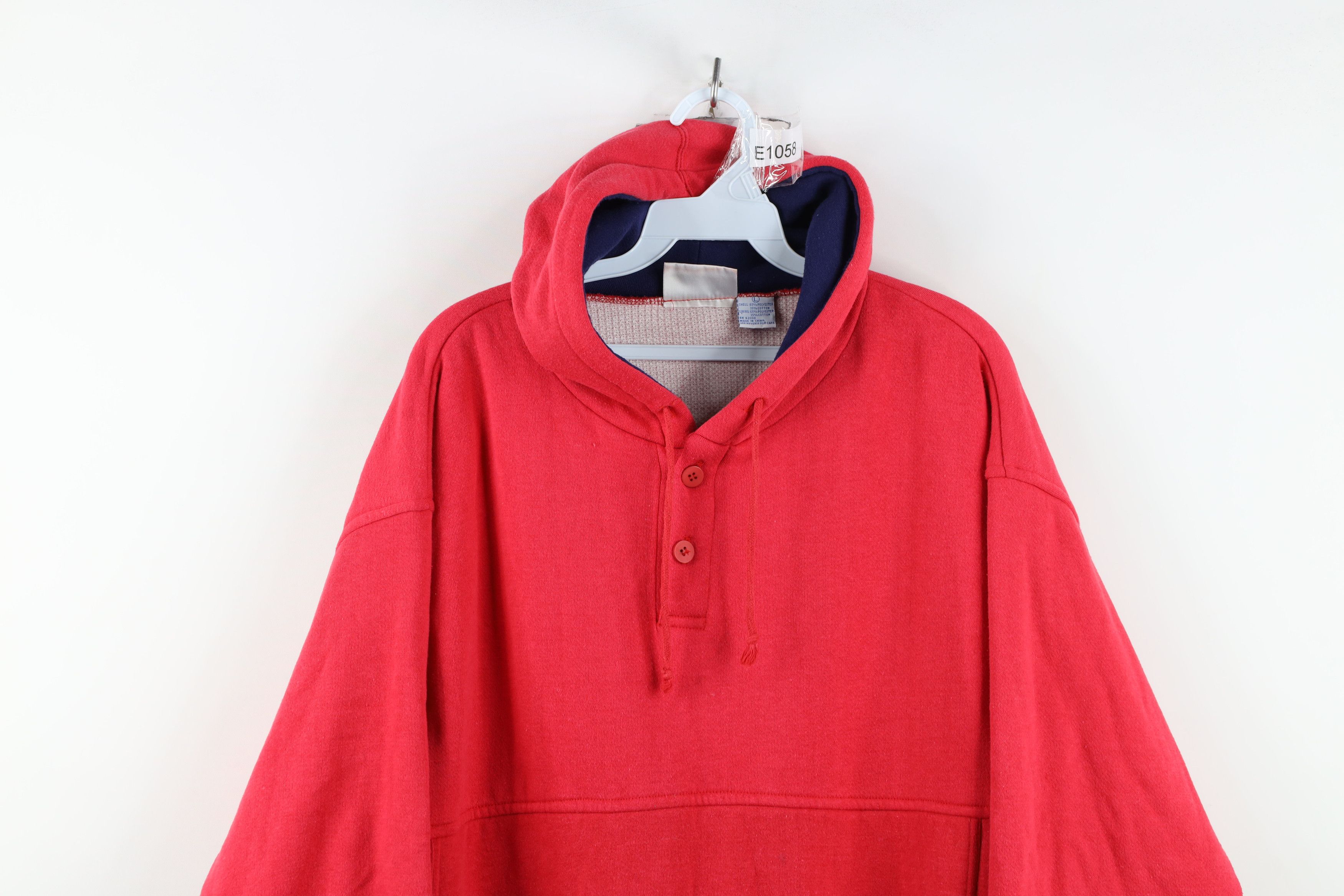 Vintage Vintage 90s Streetwear Waffle Knit Lined Double Wall Hoodie Size US L / EU 52-54 / 3 - 2 Thumbnail