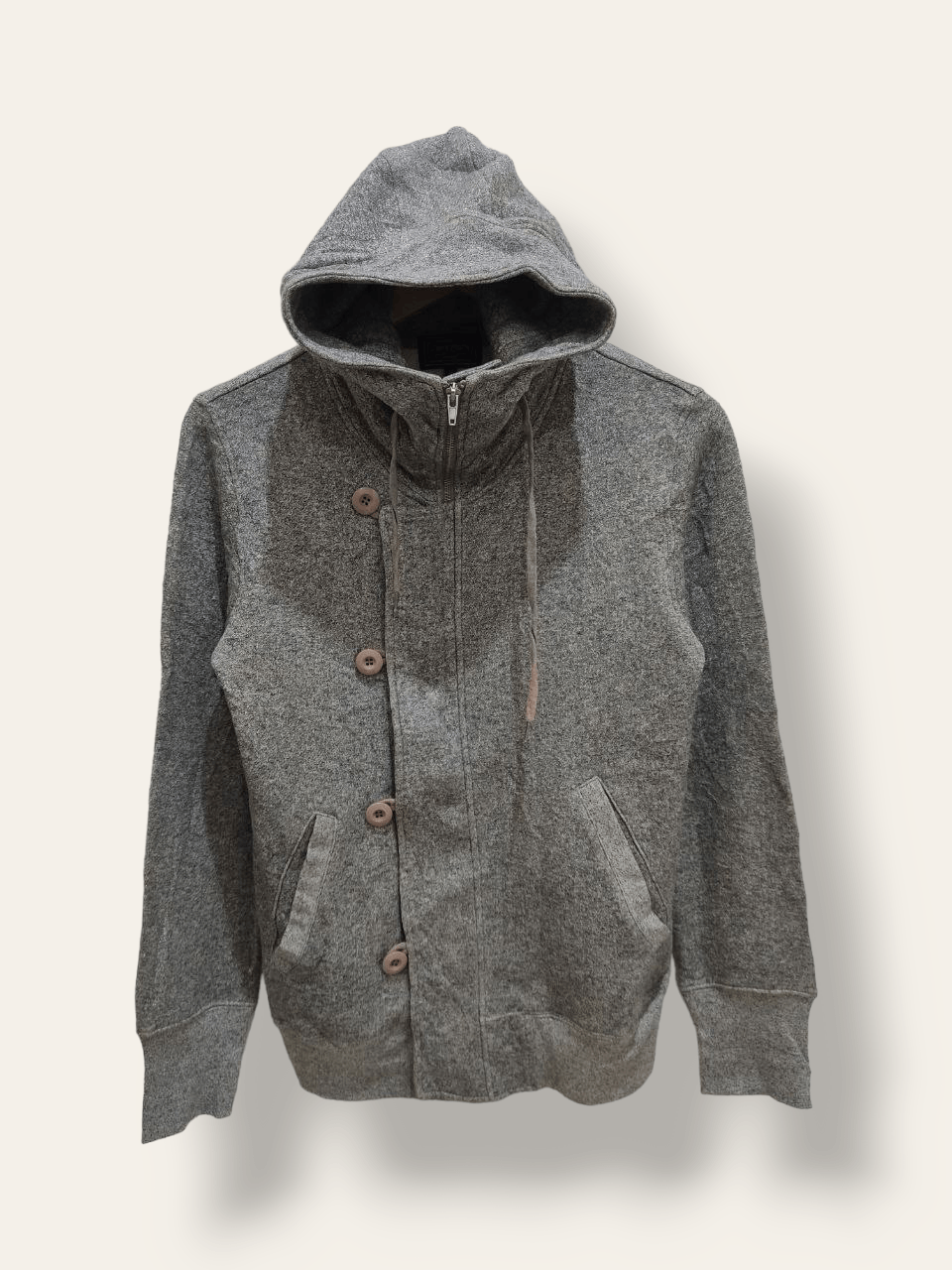 image of Archival Clothing Three Stones Throw Wool Hooded Jacket in Grey, Women's (Size Medium)