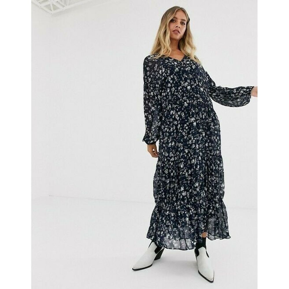 New Free People Wallflower Blue Long Sleeve Midi Dress