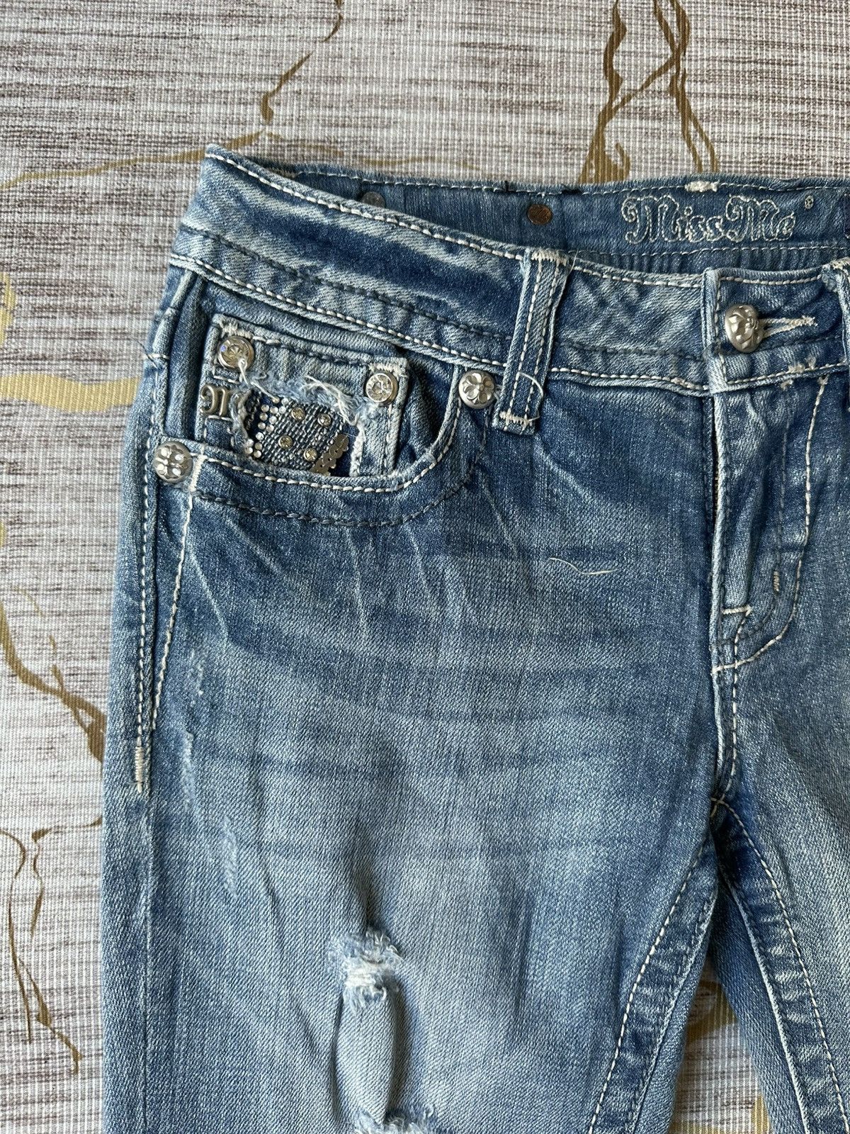 Miss Me FLARE Miss Me Distressed Swaroski Design Jeans Size 28" / US 6 / IT 42 - 11 Thumbnail